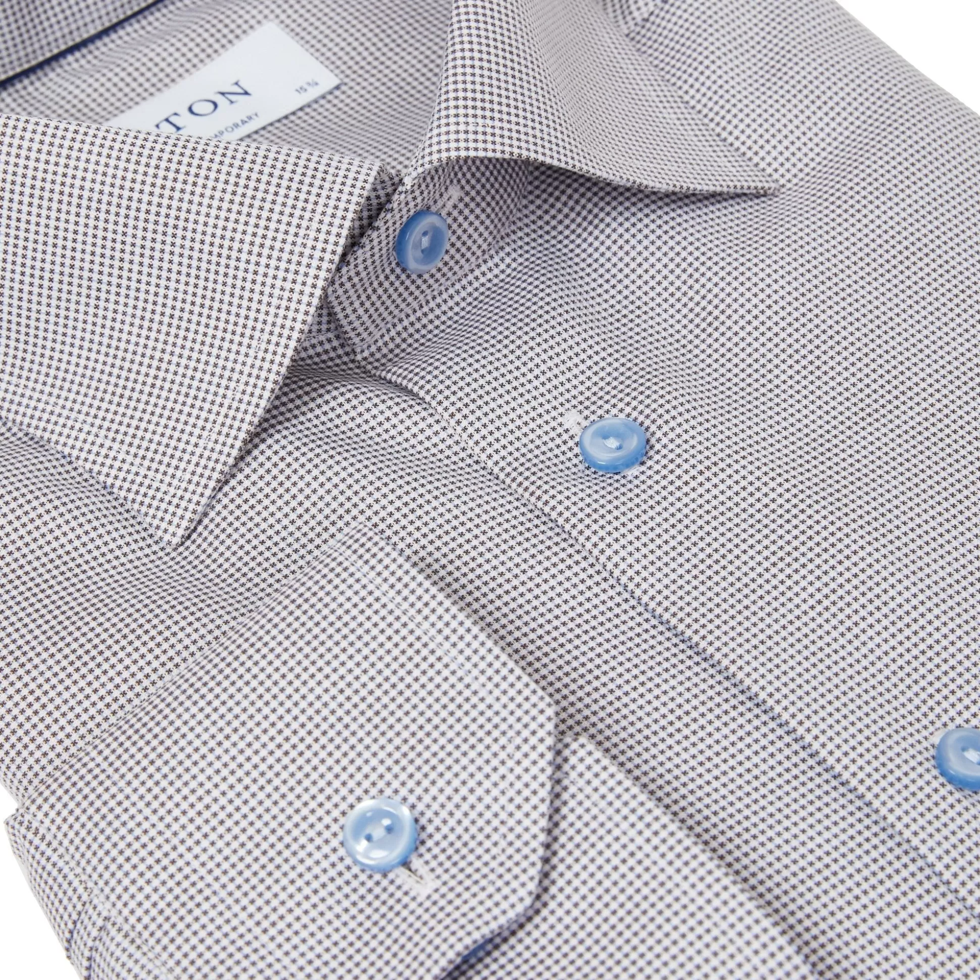 Hot Henry Bucks ETON Pin Dot Royal Dobby Shirt BROWN