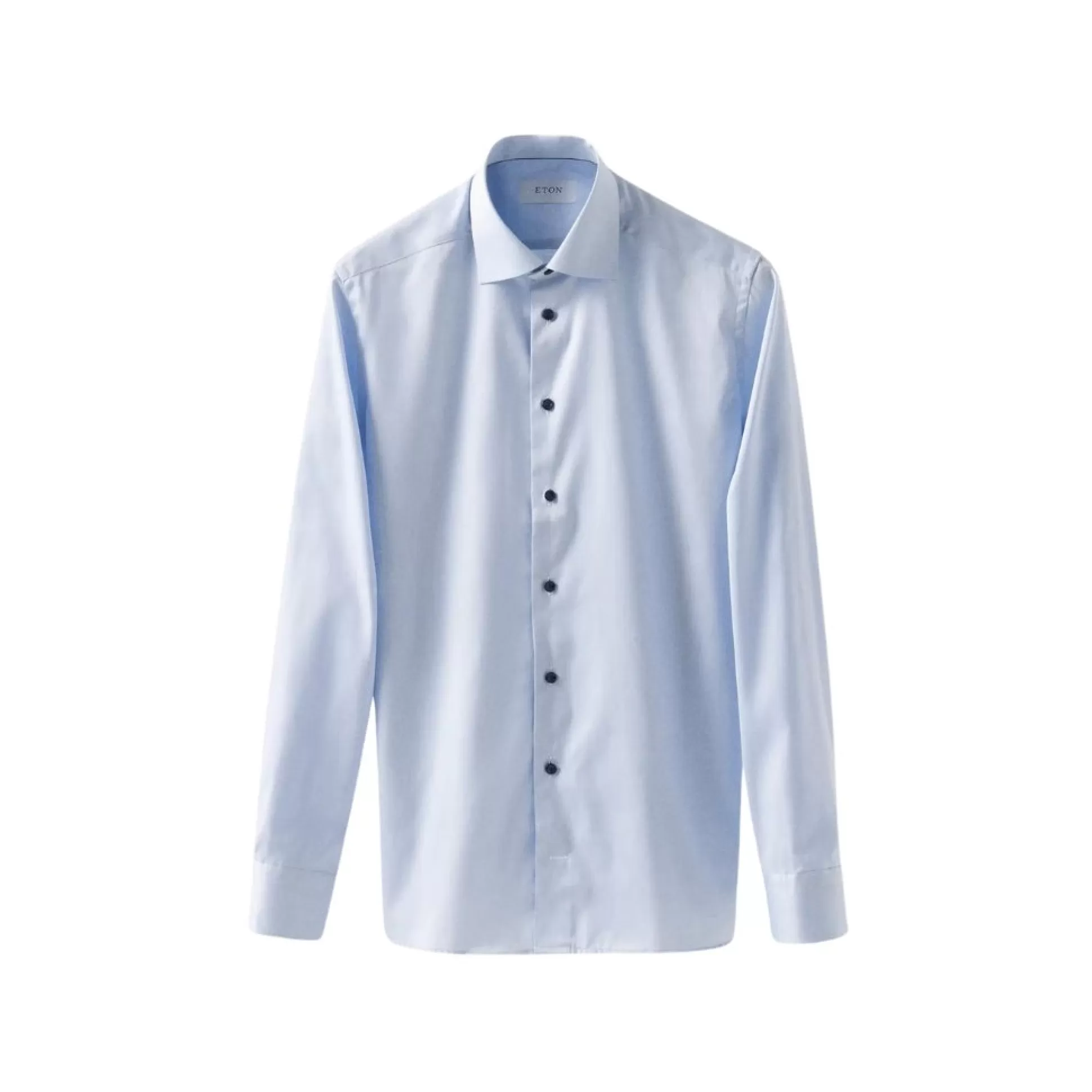 Flash Sale Henry Bucks ETON Plain Shirt With Contrast Button SC-Contemporary Fit LIGHT BLUE LIGHT BLUE SC-CONTEMPORARY FIT