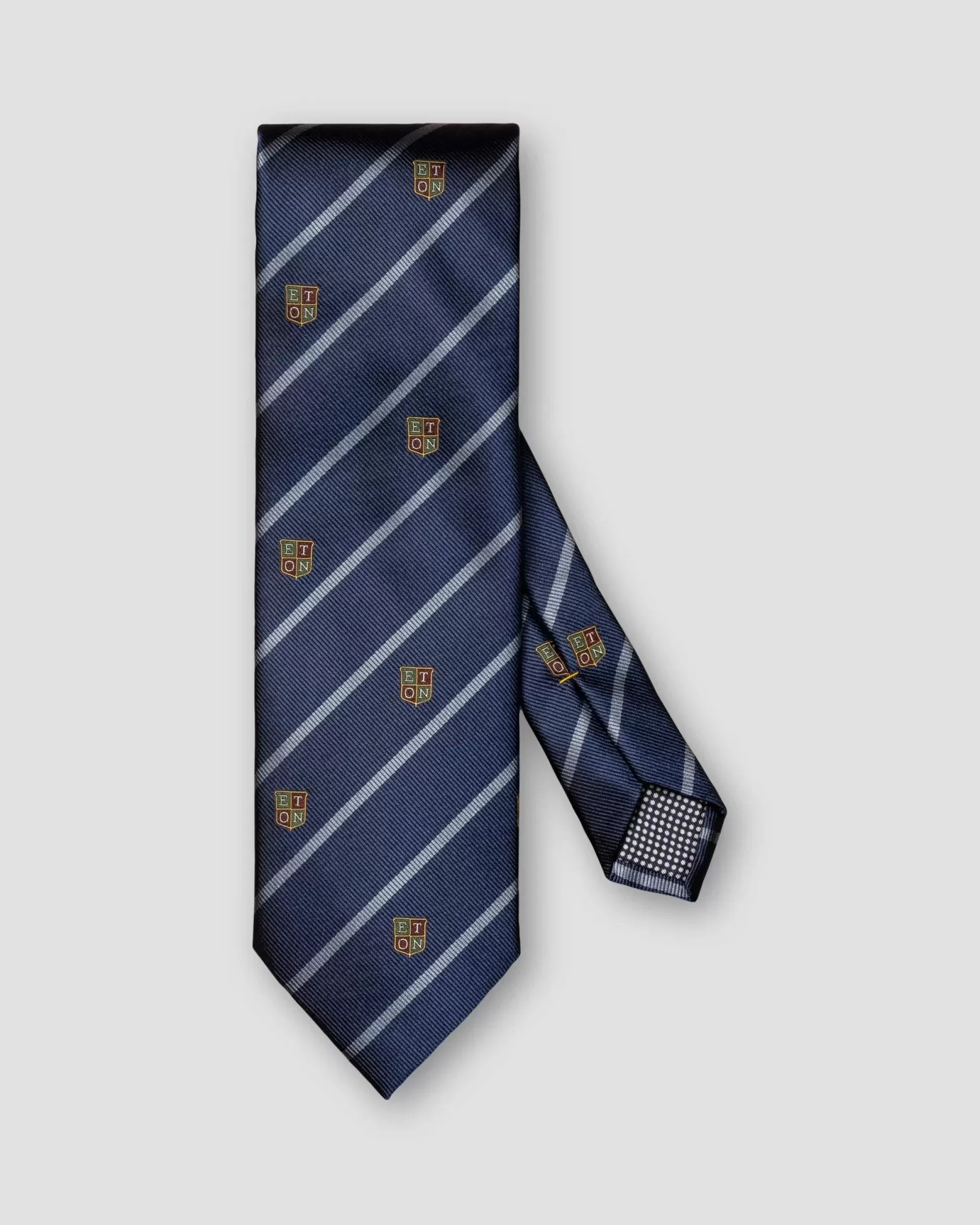 Discount Henry Bucks ETON Regimental Stripe Silk Tie MID BLUE