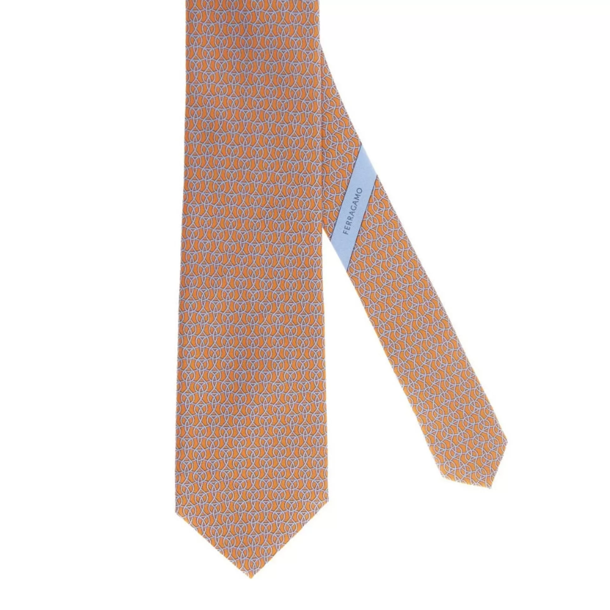 Shop Henry Bucks FERRAGAMO PRINTED TIE ORANGE/BLUE