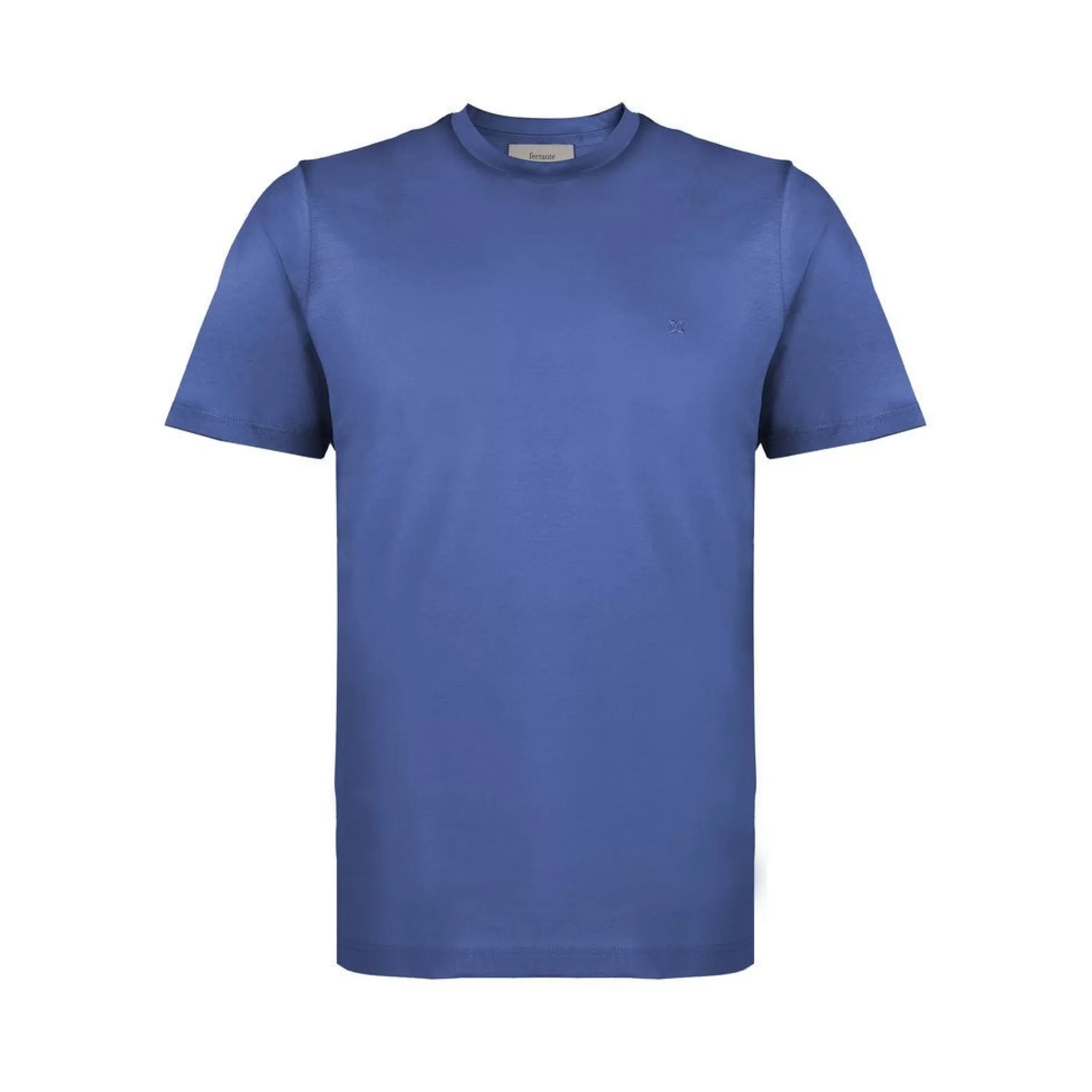 Clearance Henry Bucks FERRANTE Cotton Jersey Crew Neck T-Shirt MID BLUE