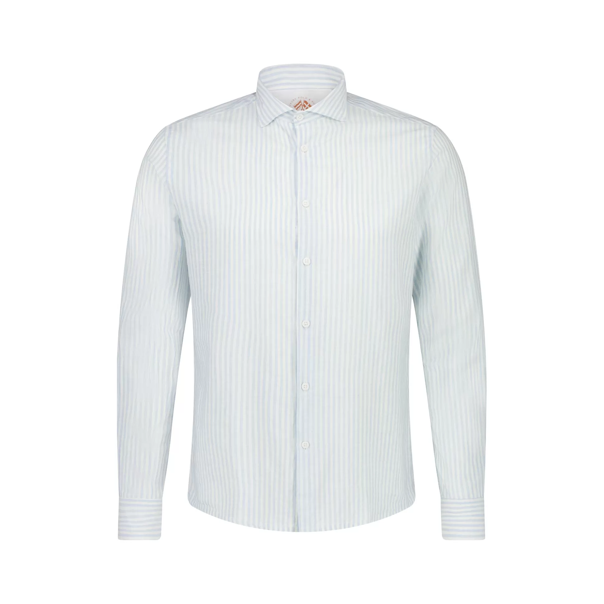 Flash Sale Henry Bucks FRADI Cotton/Linen Stripe Shirt WHITE/SKY