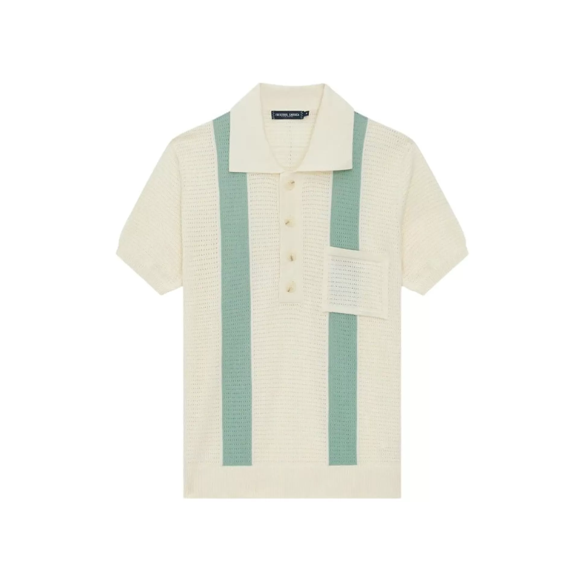 Discount Henry Bucks FRESCOBAL CARIOCA Crochet Stripe Polo WHITE/AQUA