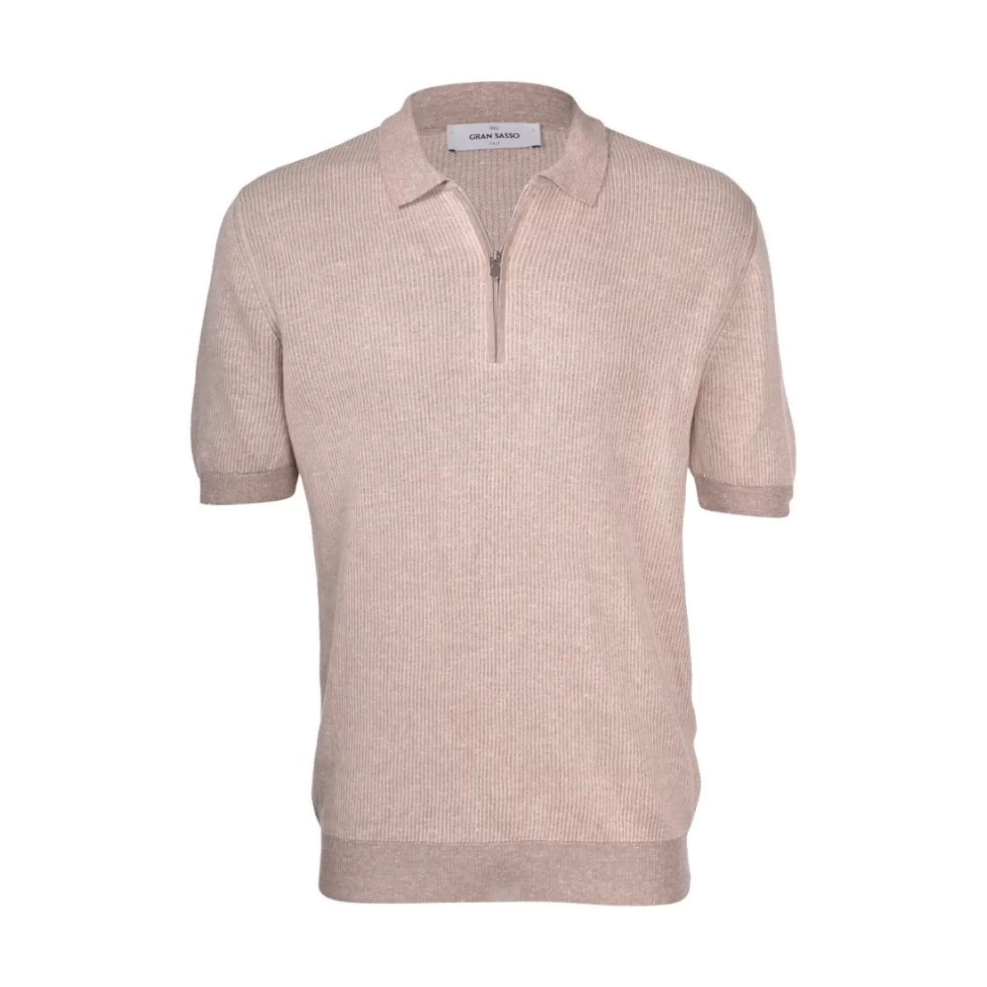 Discount Henry Bucks GRAN SASSO 2-Tone Cotton/Linen Stripe Polo BEIGE