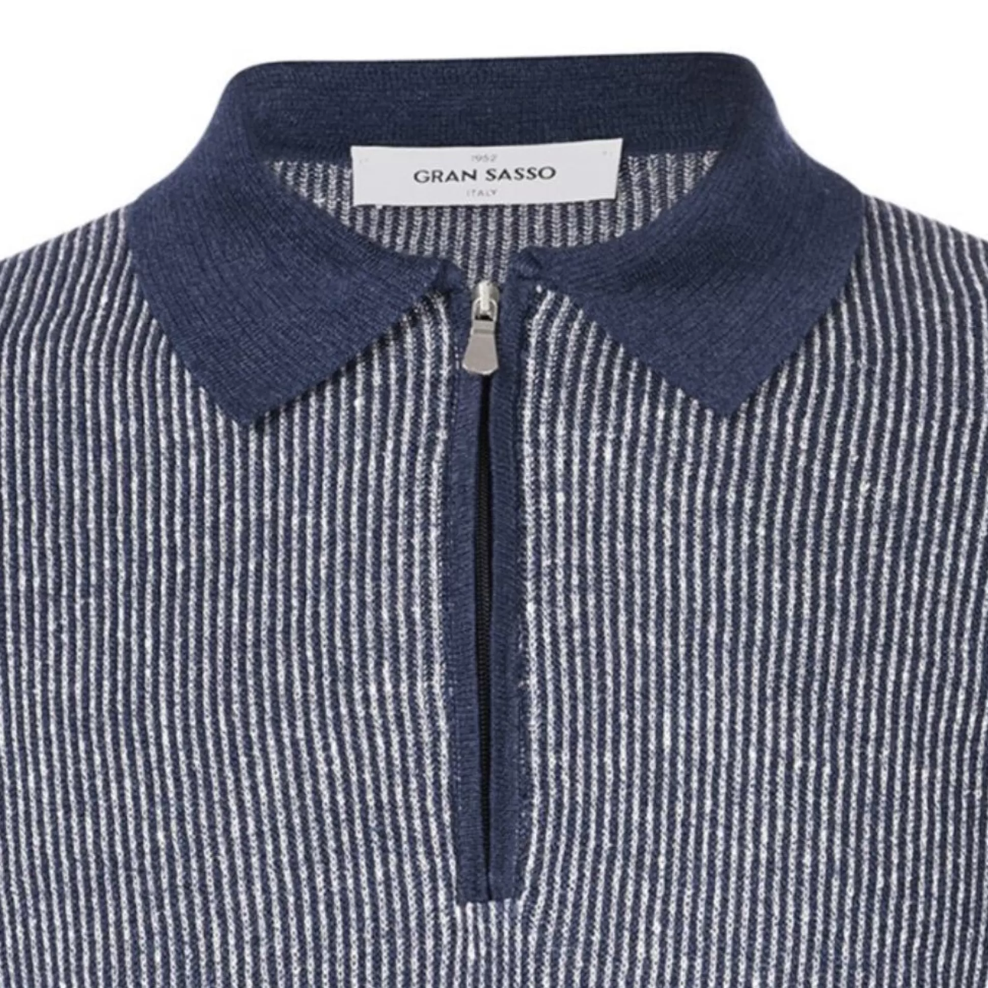 Cheap Henry Bucks GRAN SASSO 2-Tone Cotton/Linen Stripe Polo NAVY