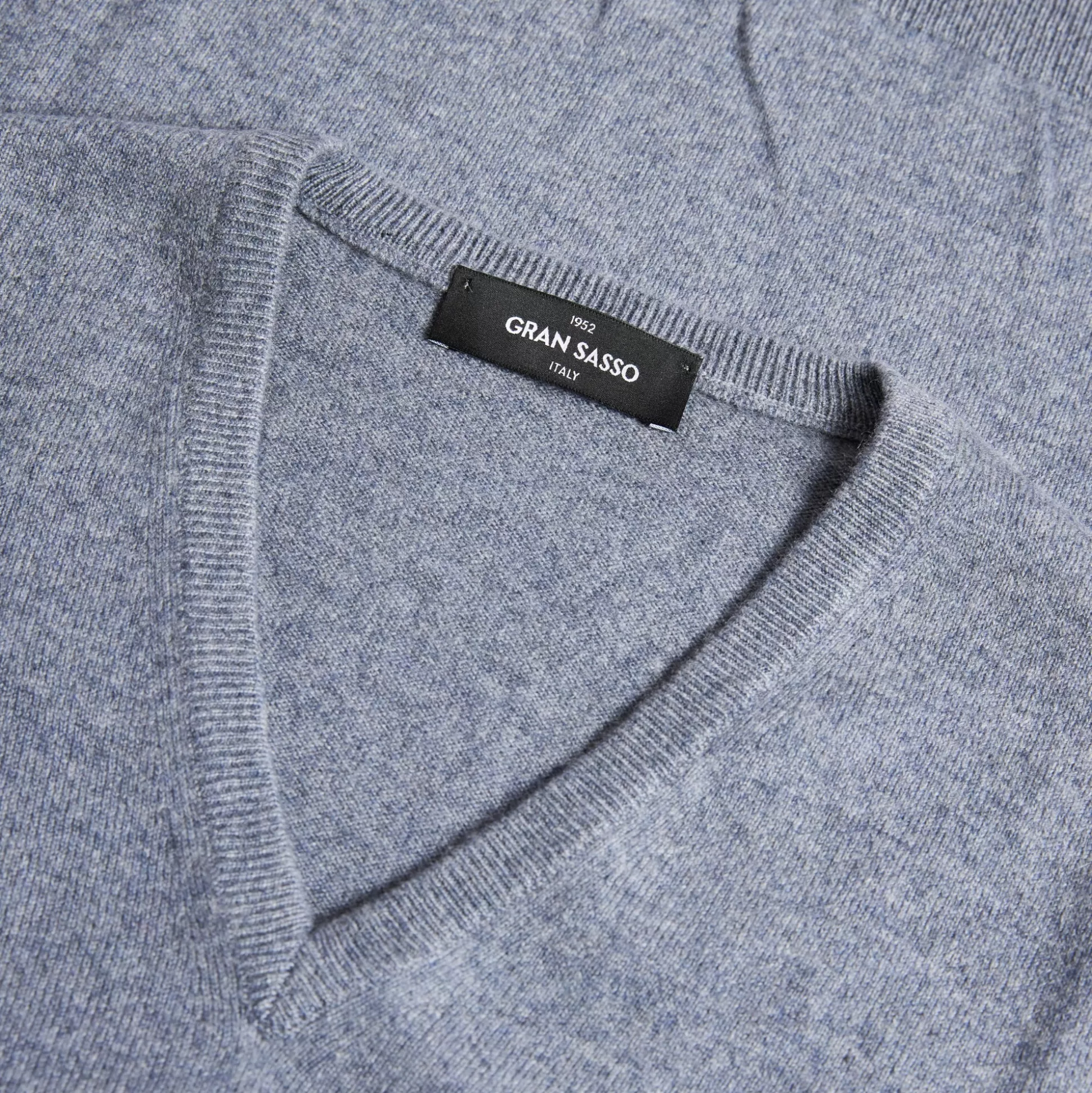 Shop Henry Bucks GRAN SASSO Cashmere V Neck Knit GREY