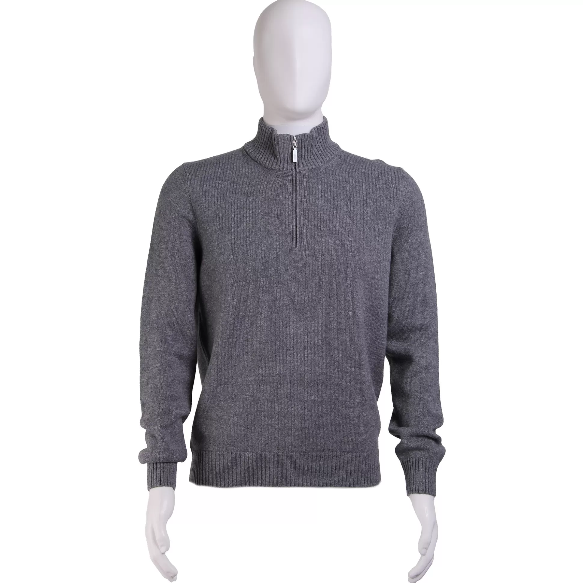 Clearance Henry Bucks GRAN SASSO Cashmere/Wool Mock Neck 1/4 Zip Knit GREY