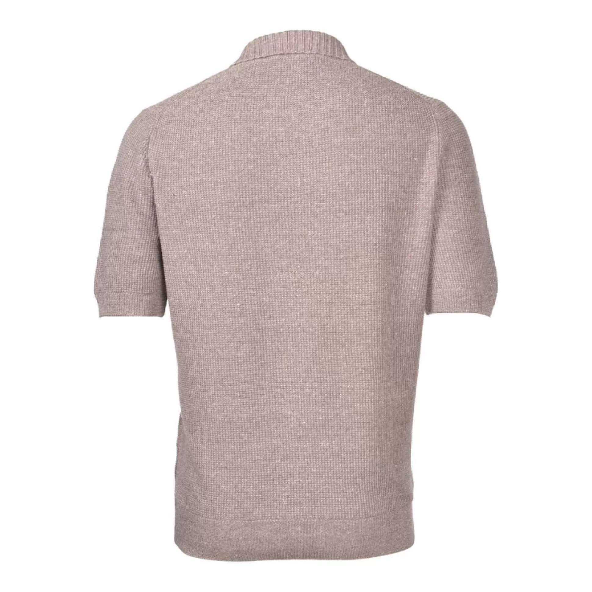 New Henry Bucks GRAN SASSO Cotton Linen Knit Short Sleeve LIGHT BROWN