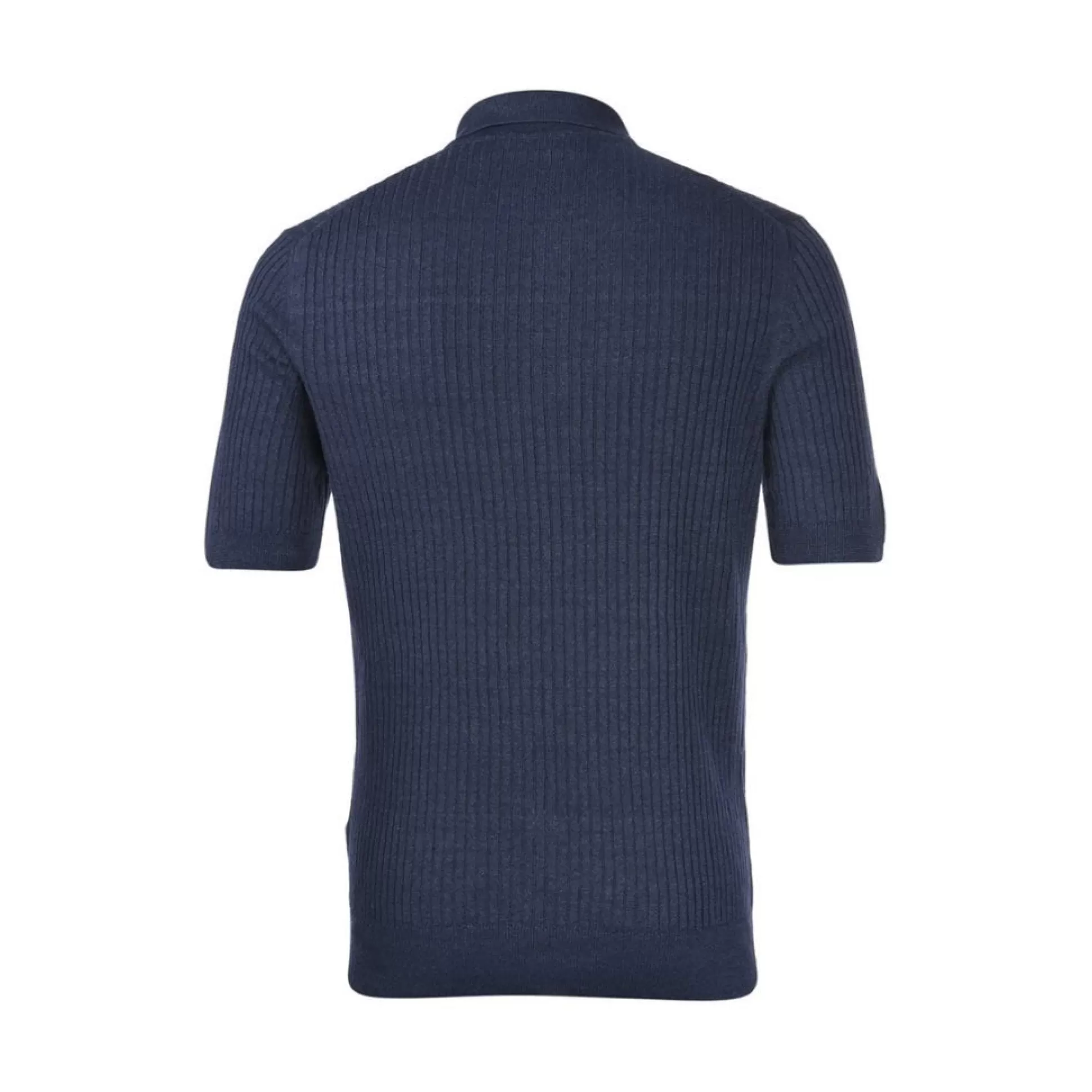 Store Henry Bucks GRAN SASSO Cotton Linen Ribbed Polo NAVY