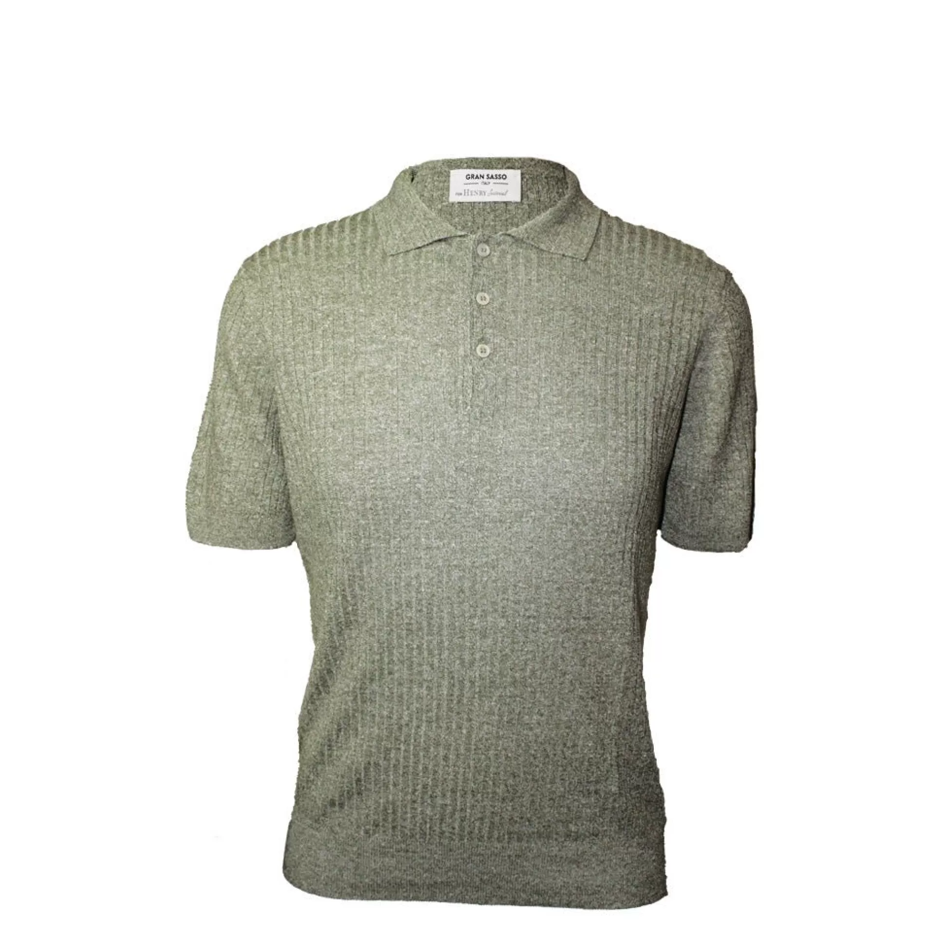 Best Henry Bucks GRAN SASSO Cotton Linen Ribbed Polo OLIVE