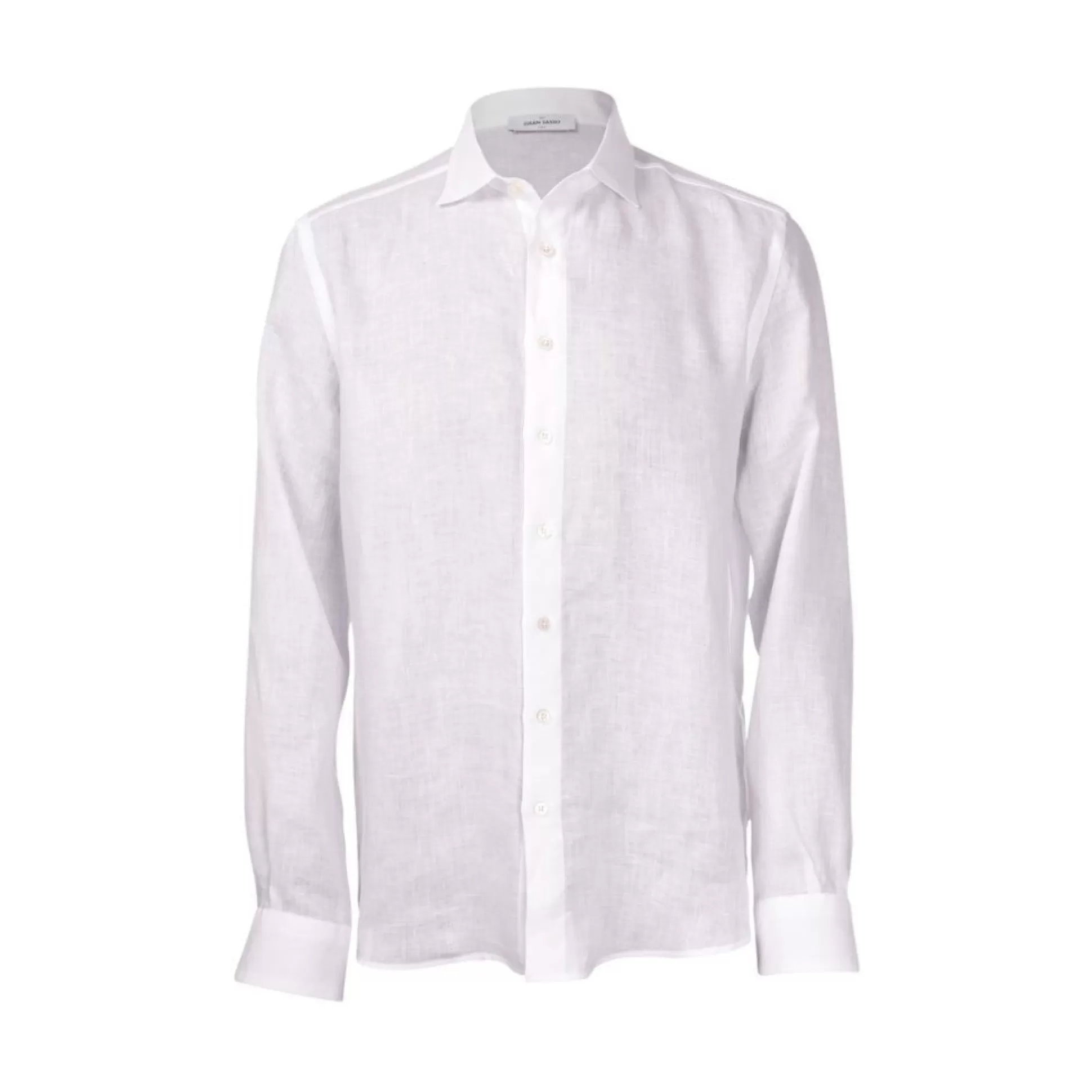 Sale Henry Bucks GRAN SASSO Linen Button Down Long Sleeve Shirt WHITE