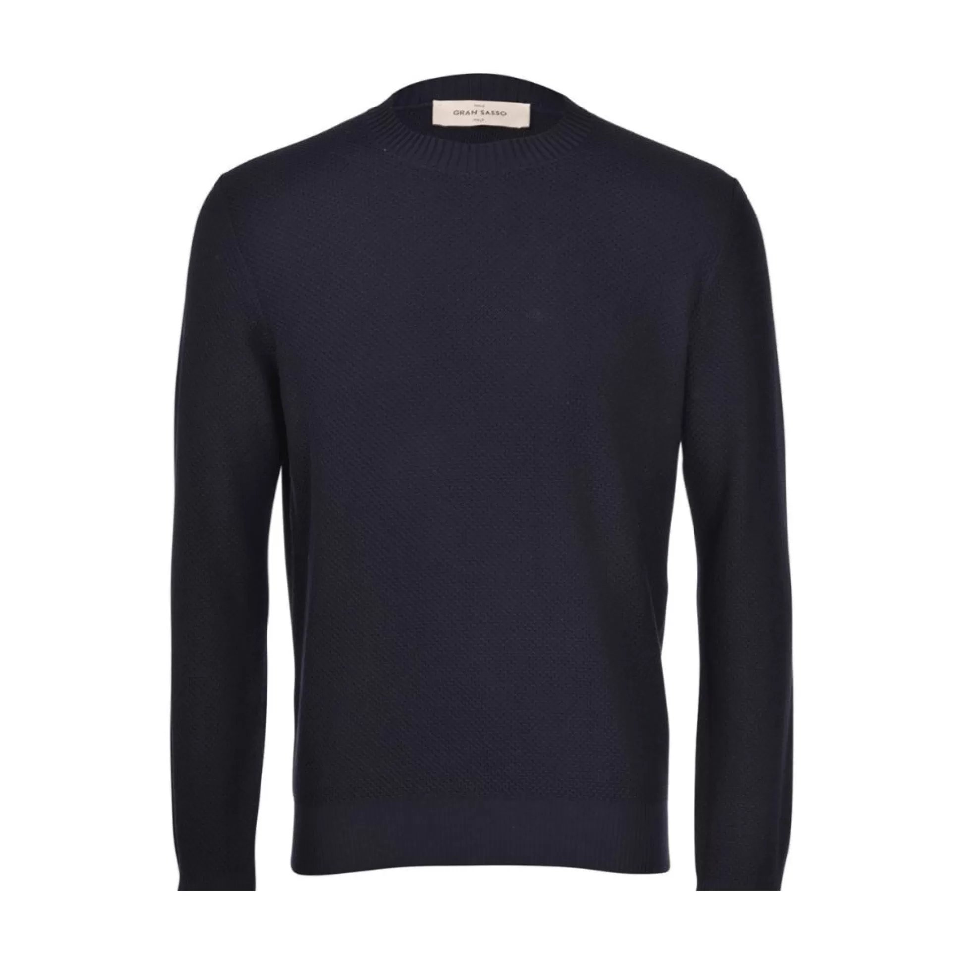 Clearance Henry Bucks GRAN SASSO Organic Cotton Long Sleeve Crewneck NAVY