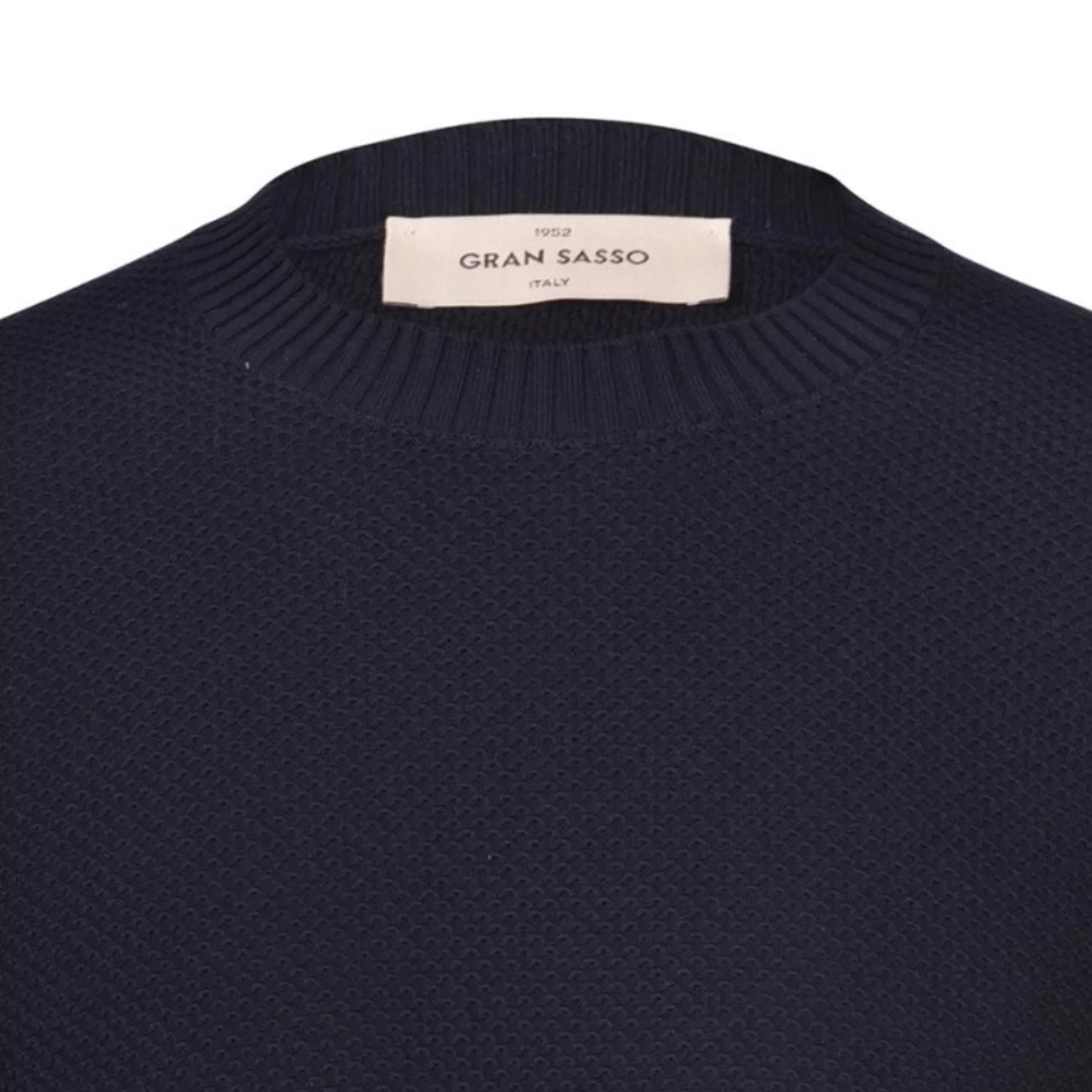 Clearance Henry Bucks GRAN SASSO Organic Cotton Long Sleeve Crewneck NAVY