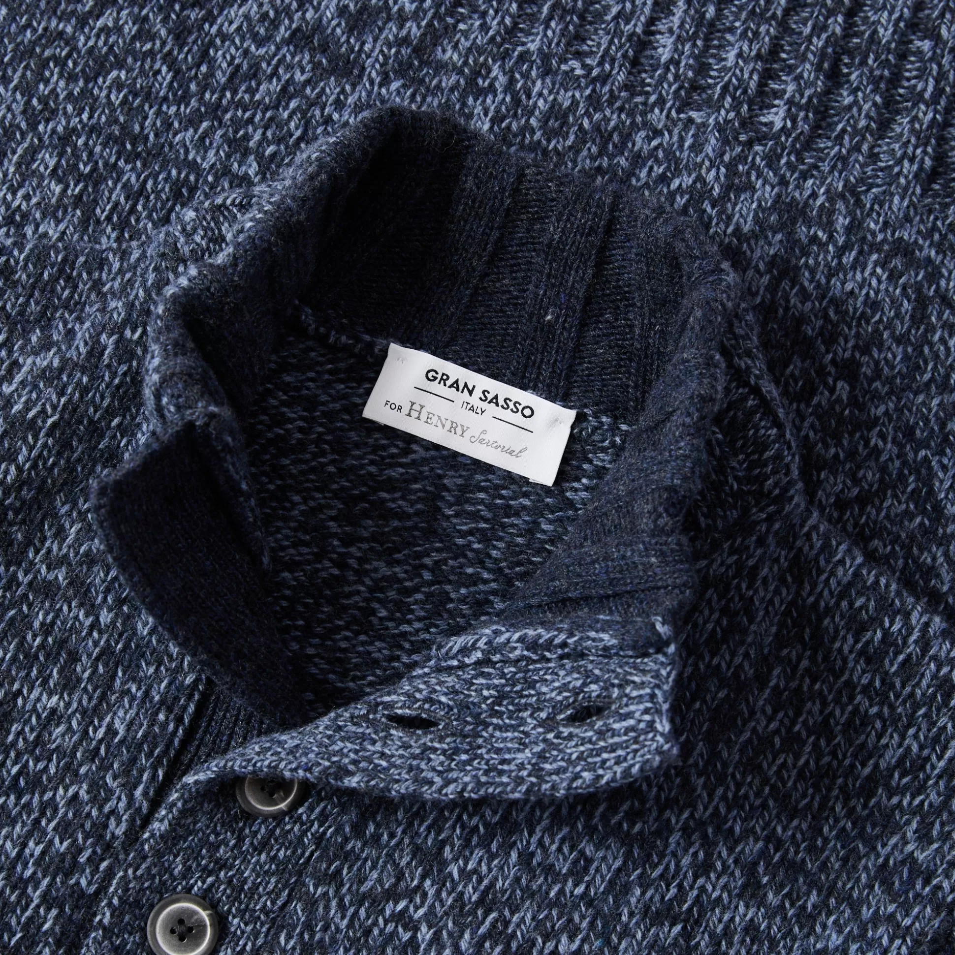 Cheap Henry Bucks GRAN SASSO Super Geelong Mock Button Knit BLUE