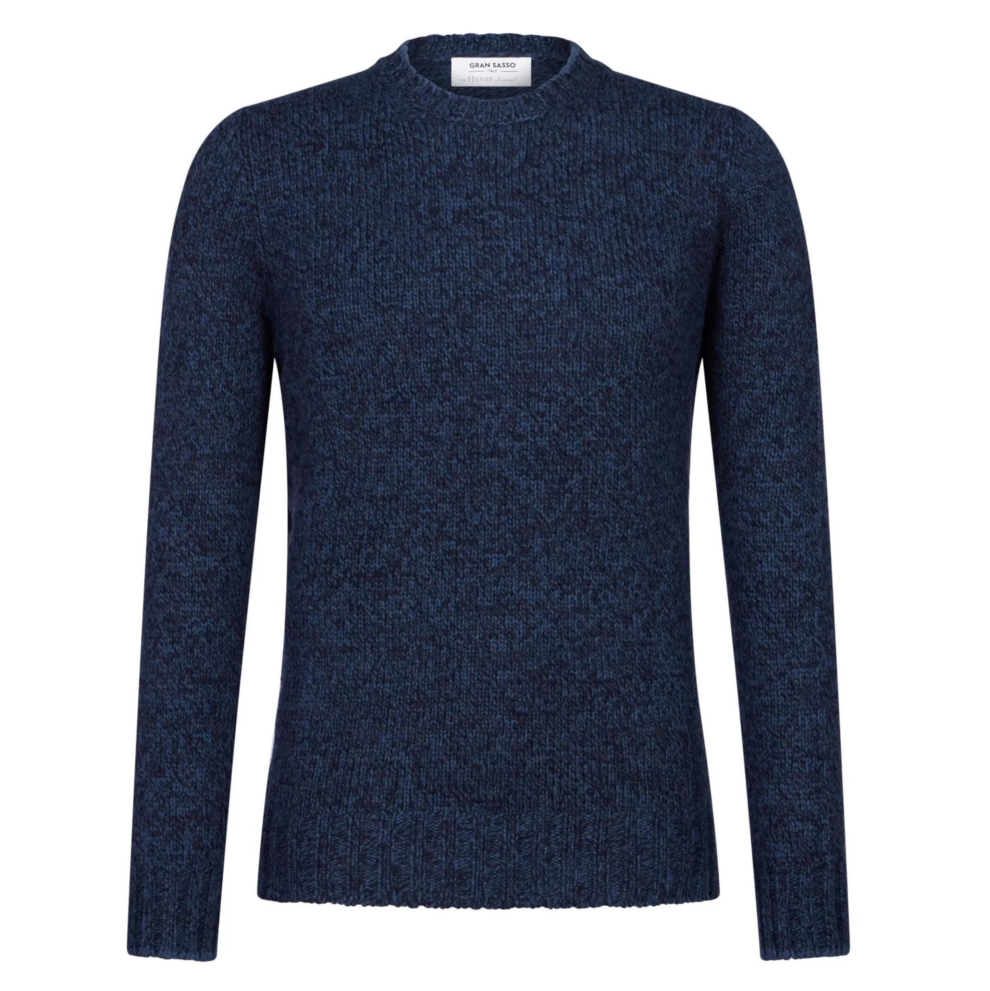 Hot Henry Bucks GRAN SASSO X HENRY SARTORIAL Wool Crew Neck Knit NAVY