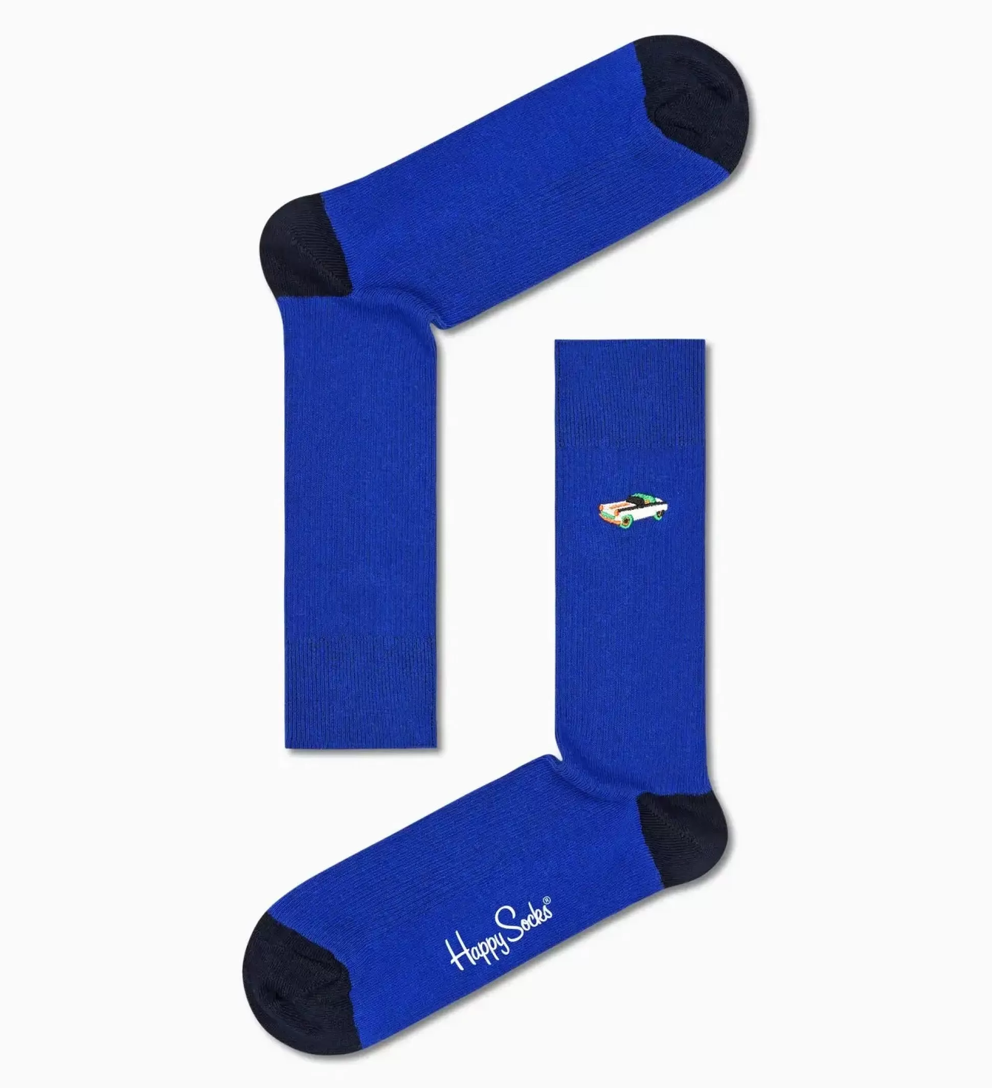 Online Henry Bucks HAPPY SOCKS Ribbed Embroidery Car Socks BLUE