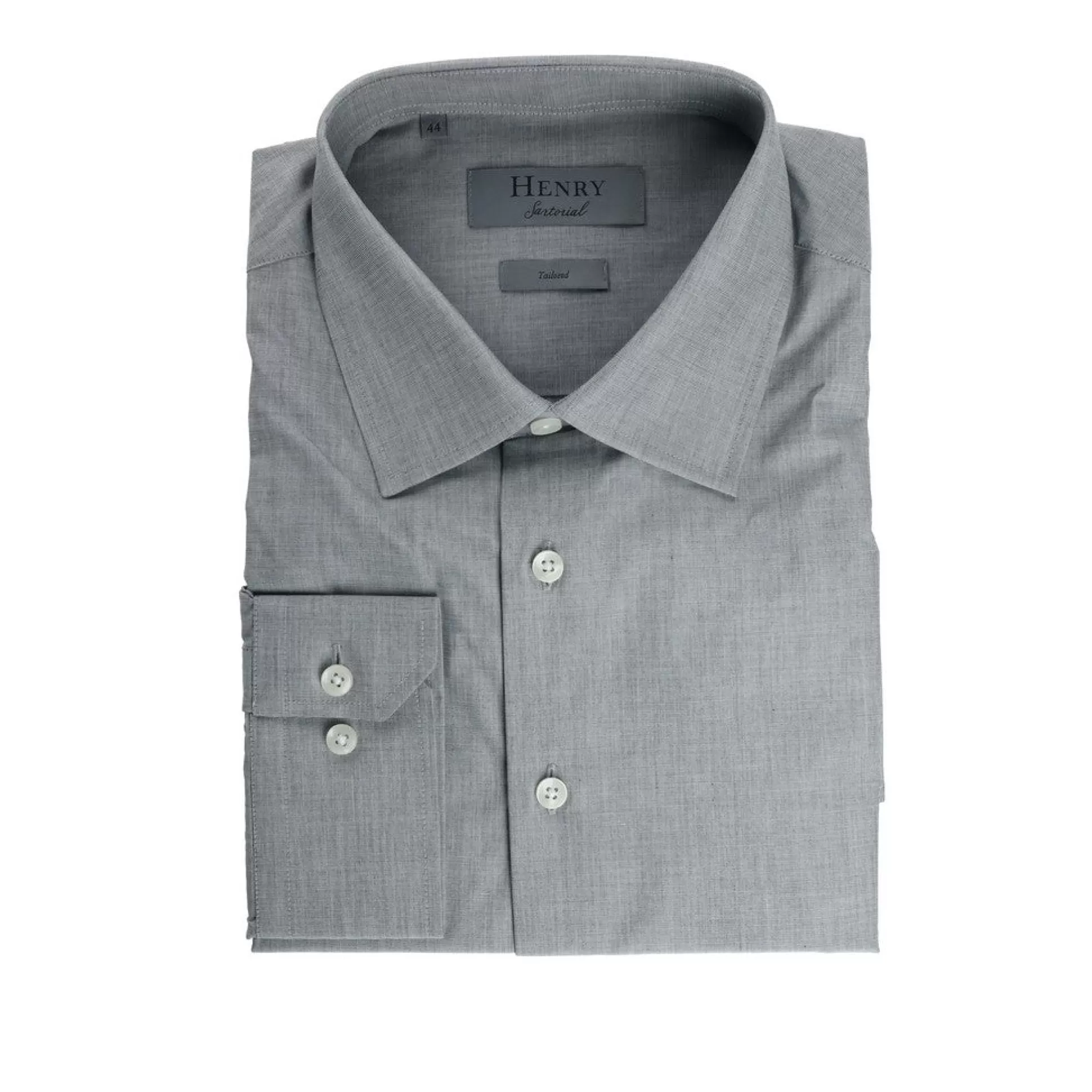 Flash Sale Henry Bucks HENRY SARTORIAL 100% Cotton Single Cuff Shirt GREY GREY SC