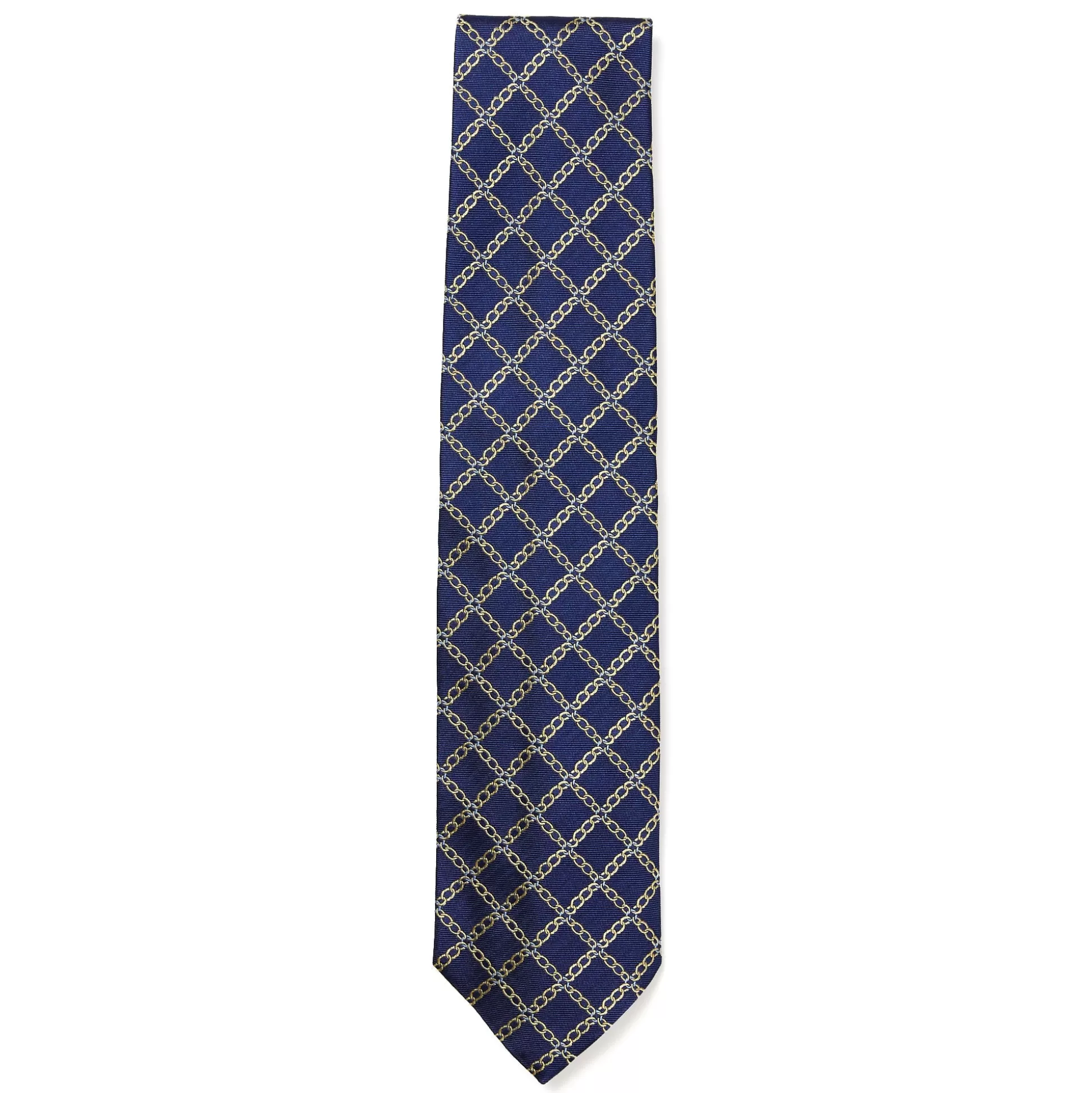 Hot Henry Bucks HENRY SARTORIAL 3 Fold Silk Jacquard Tie NAVY/GOLD