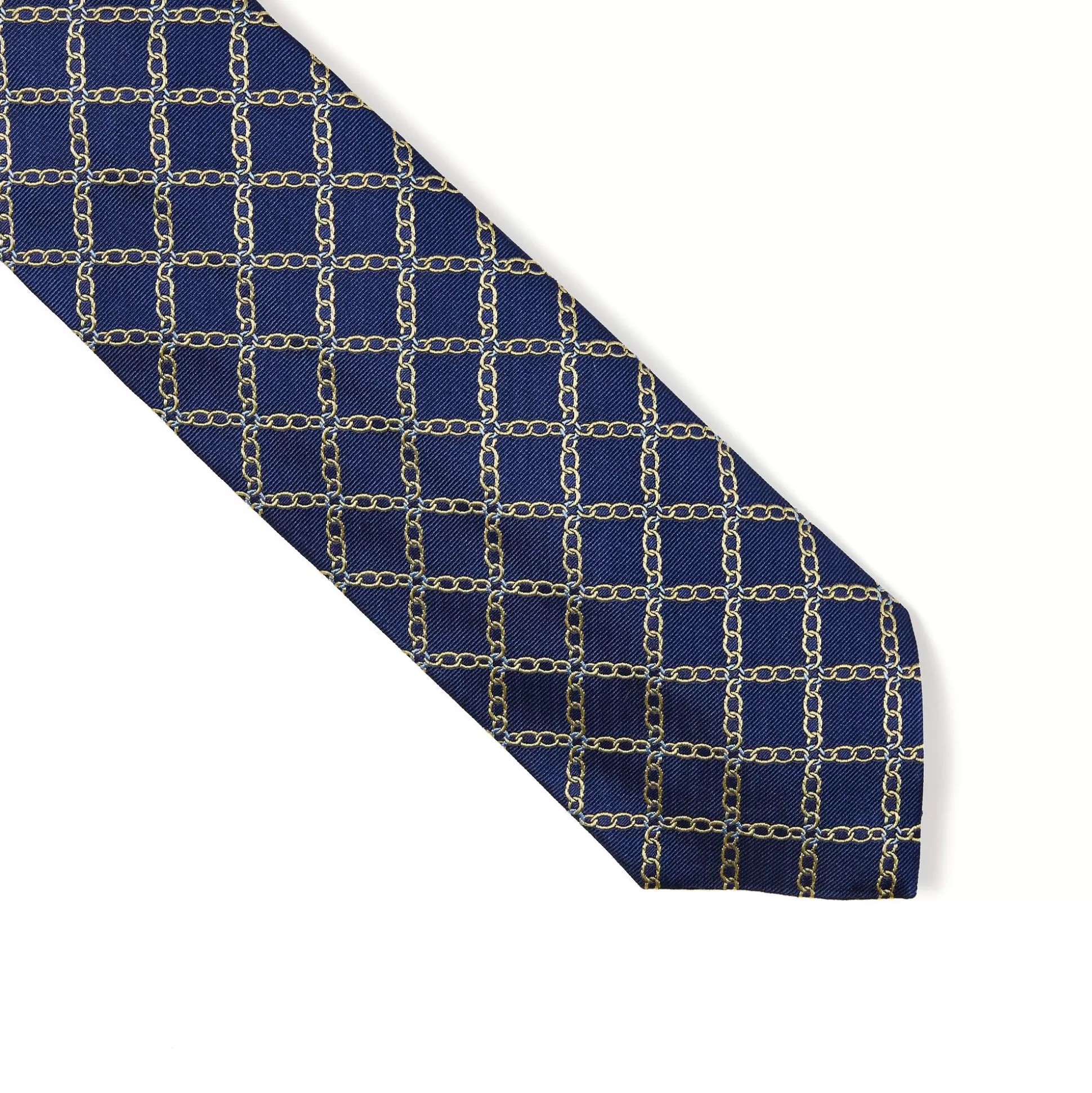 Hot Henry Bucks HENRY SARTORIAL 3 Fold Silk Jacquard Tie NAVY/GOLD