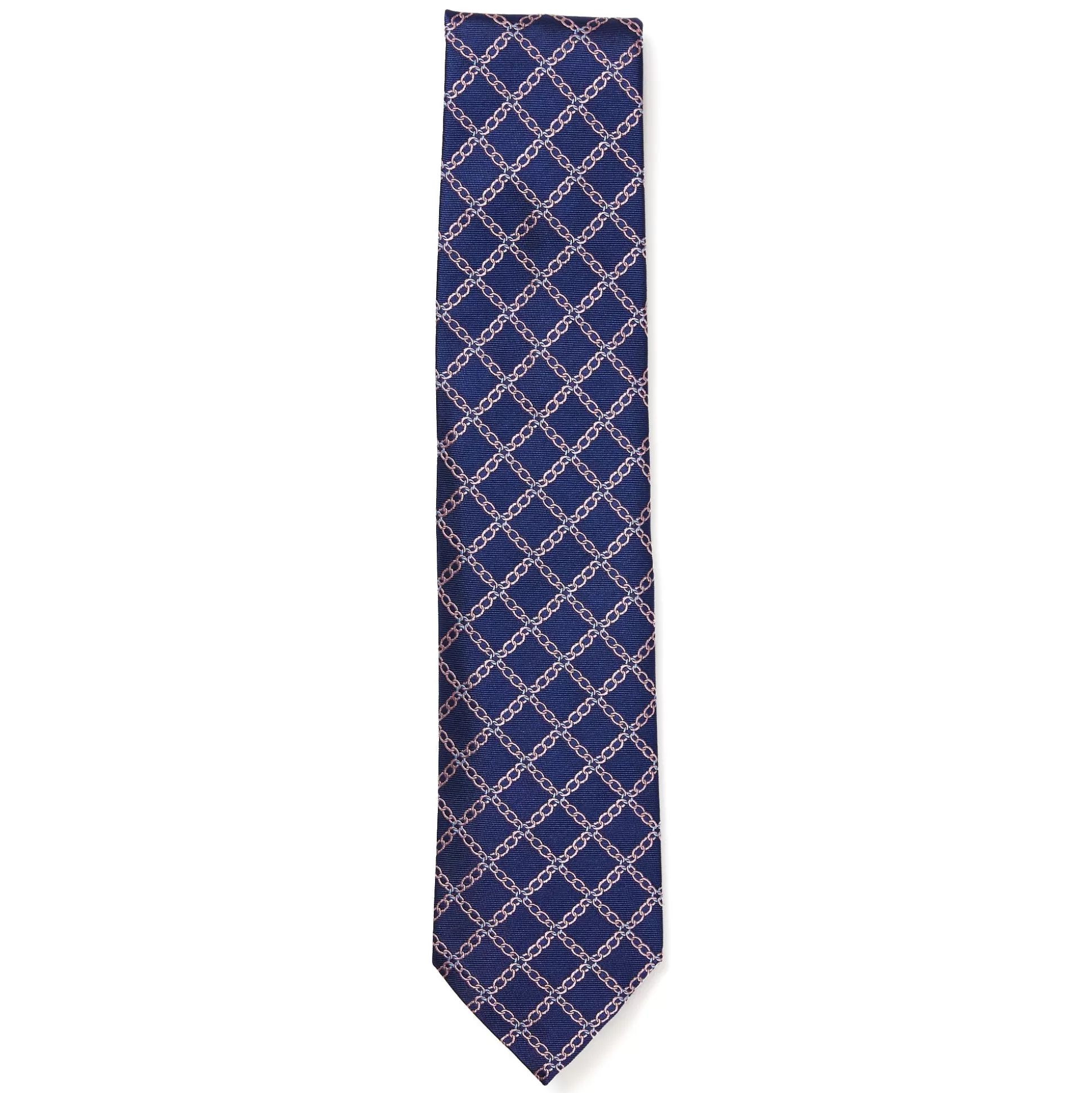 Shop Henry Bucks HENRY SARTORIAL 3 Fold Silk Jacquard Tie NAVY/PINK