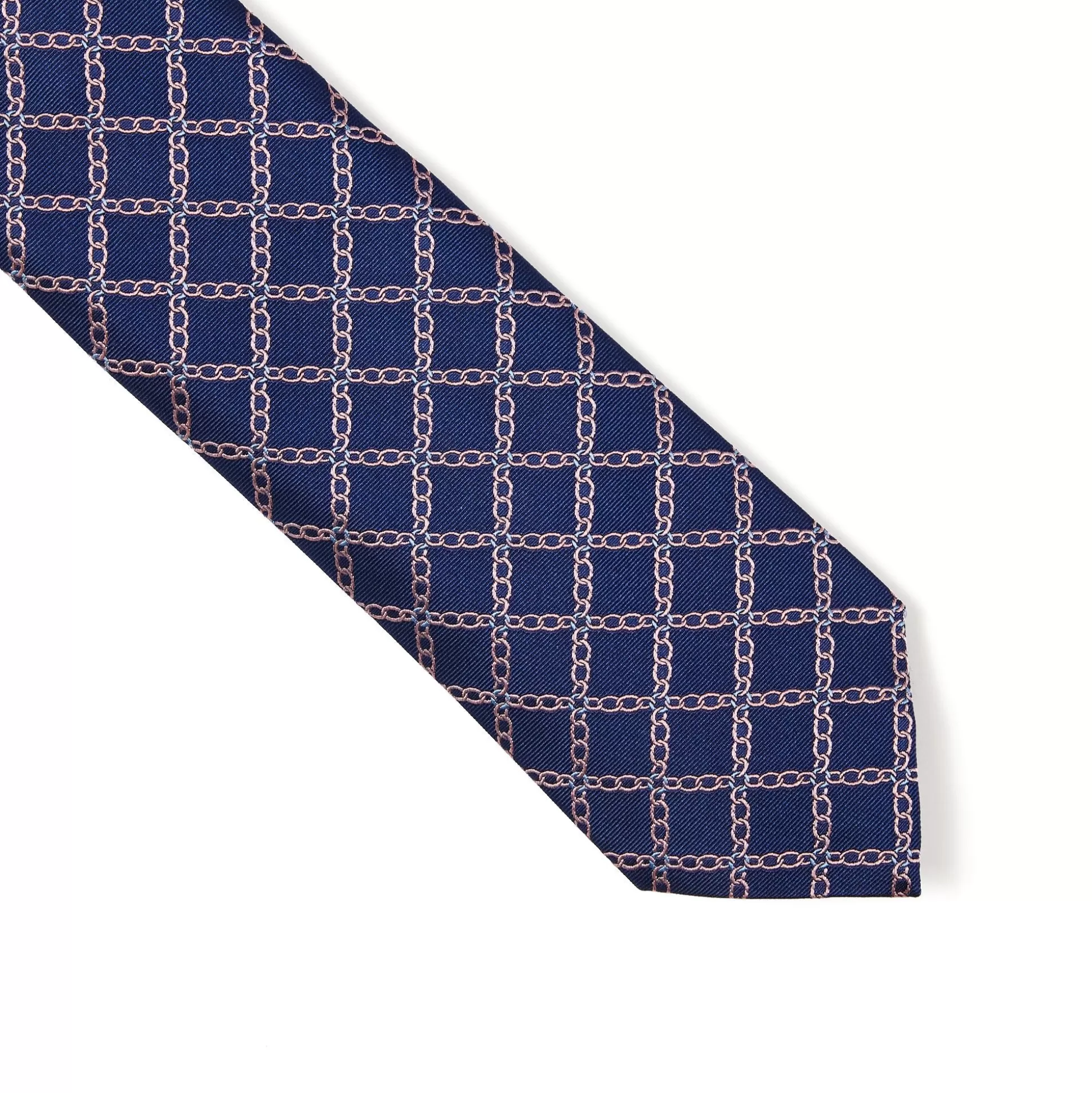 Shop Henry Bucks HENRY SARTORIAL 3 Fold Silk Jacquard Tie NAVY/PINK