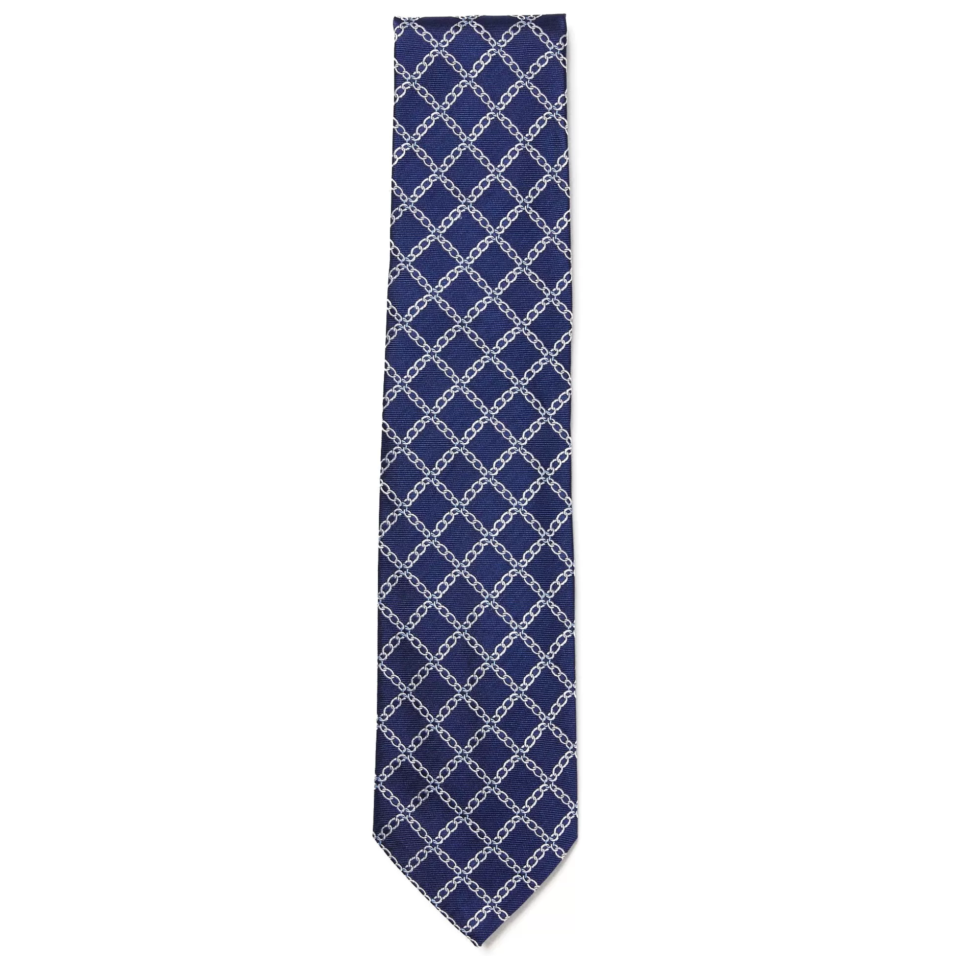 Flash Sale Henry Bucks HENRY SARTORIAL 3 Fold Silk Jacquard Tie NAVY/WHITE