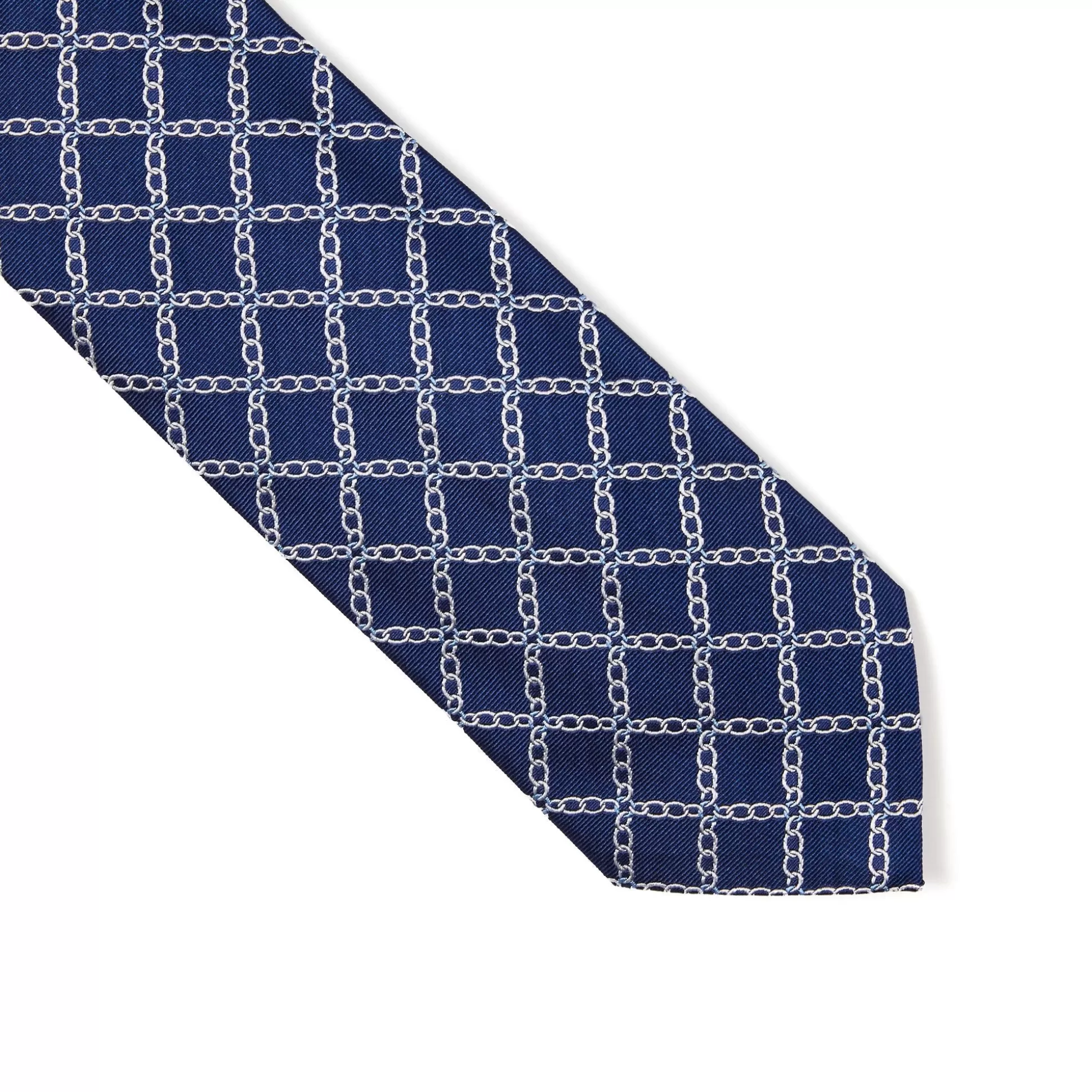 Flash Sale Henry Bucks HENRY SARTORIAL 3 Fold Silk Jacquard Tie NAVY/WHITE