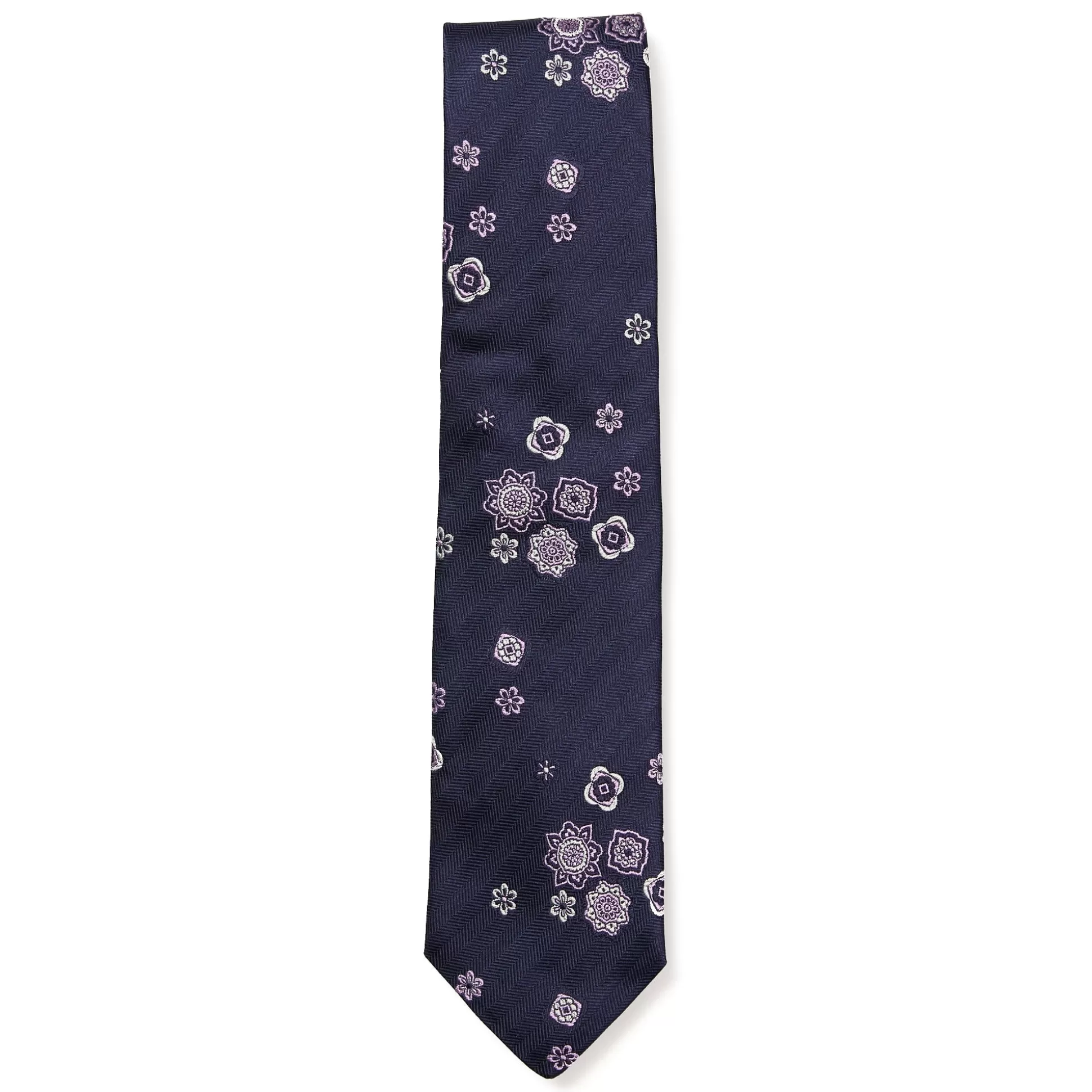 Shop Henry Bucks HENRY SARTORIAL 3 Fold Silk Platinum Tie NAVY/PINK