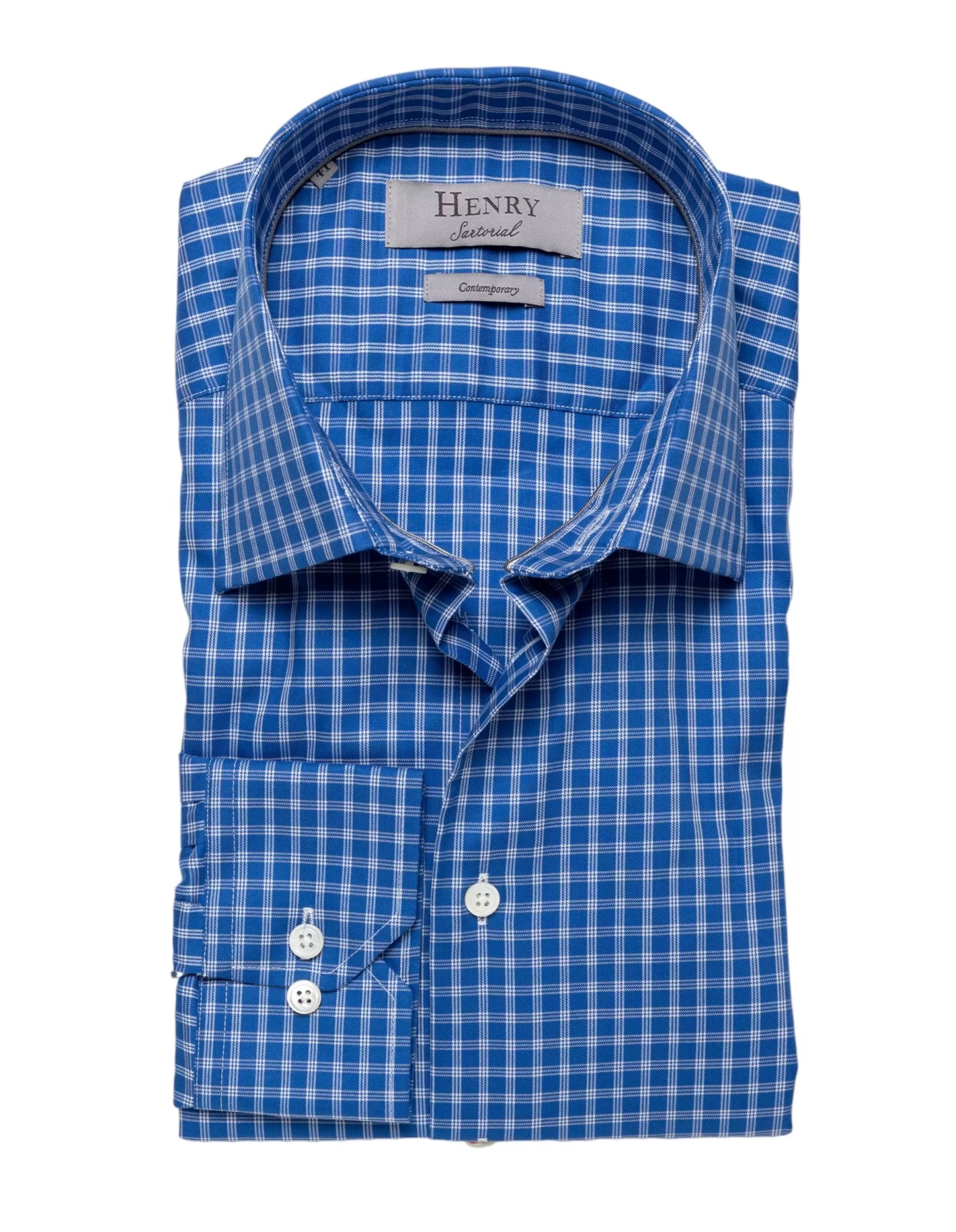 Best Sale Henry Bucks HENRY SARTORIAL Base White Check Shirt NAVY