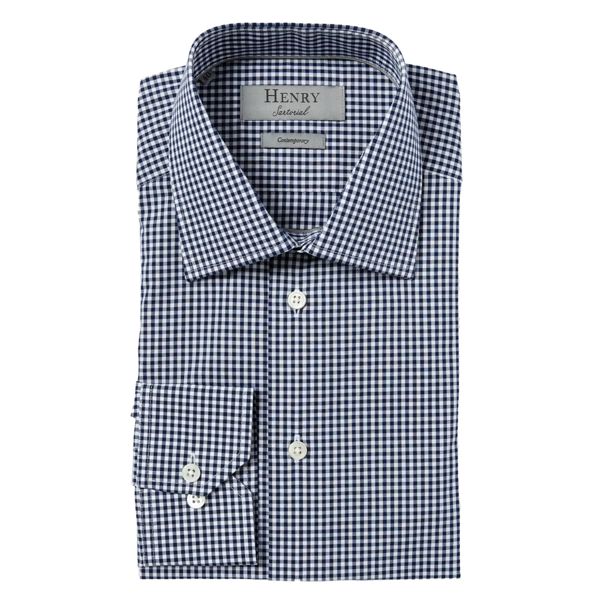 Store Henry Bucks HENRY SARTORIAL Gingham Shirt BLACK WHITE