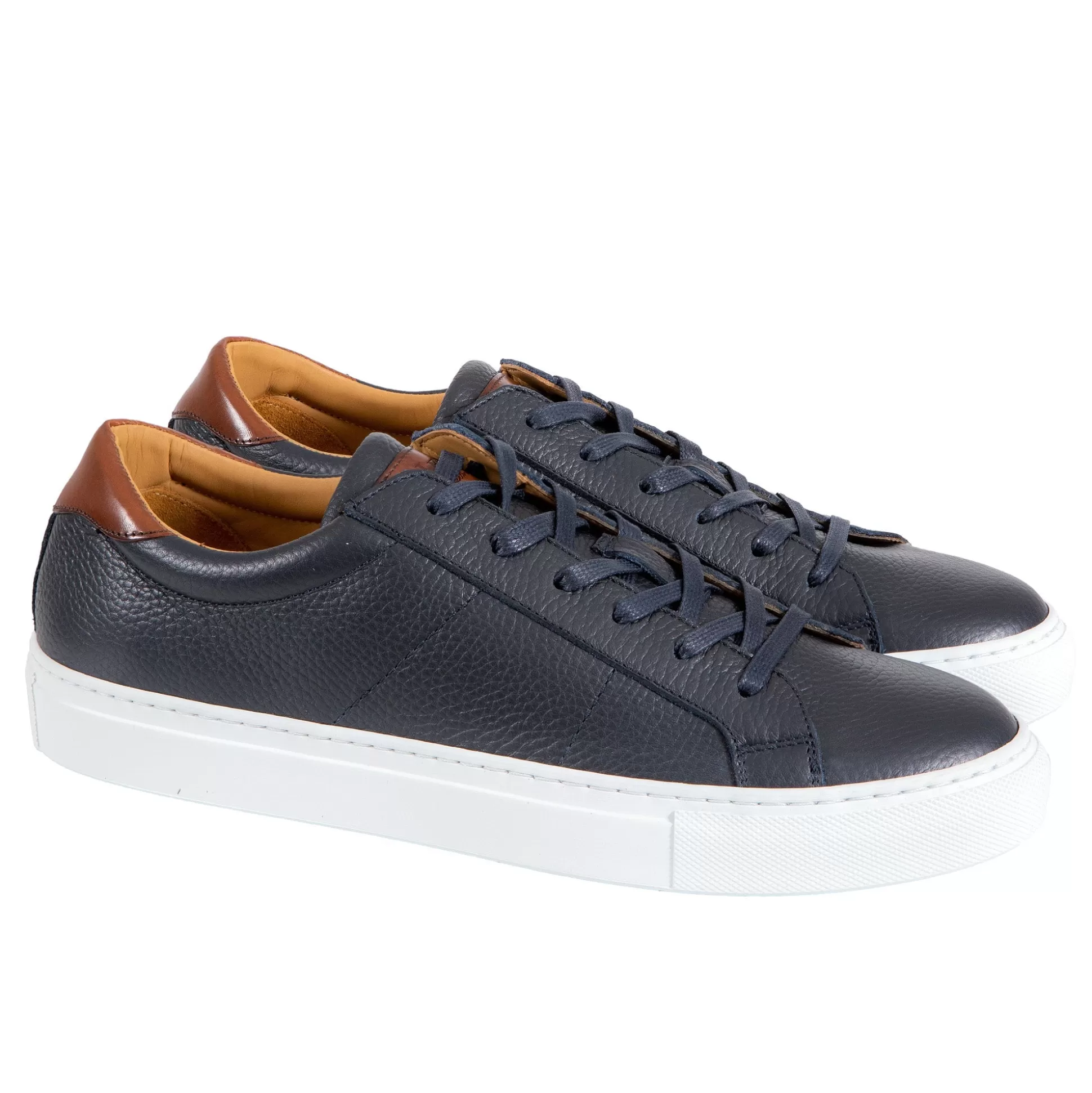 Best Sale Henry Bucks HENRY SARTORIAL Calf Leather Sneakers NAVY