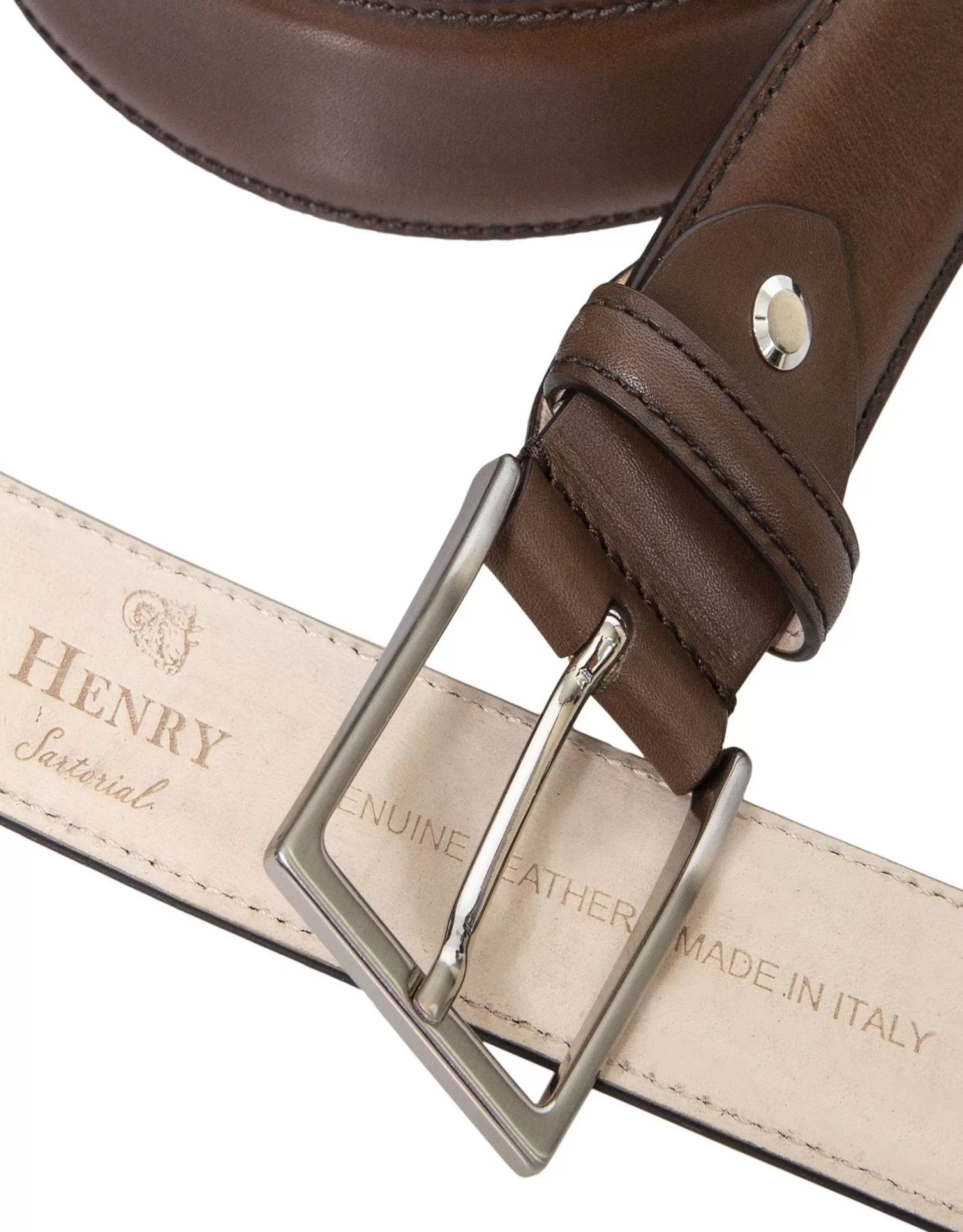 Fashion Henry Bucks HENRY SARTORIAL Calfskin Belt DARK BROWN