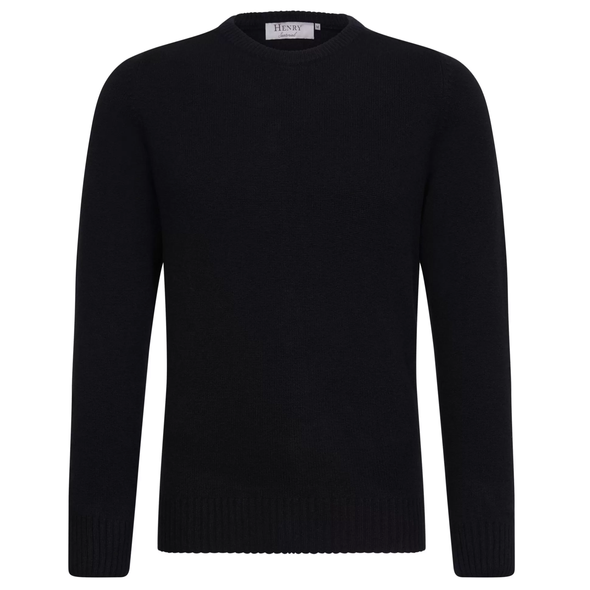 New Henry Bucks HENRY SARTORIAL Cashmere Crew Neck Knit BLACK