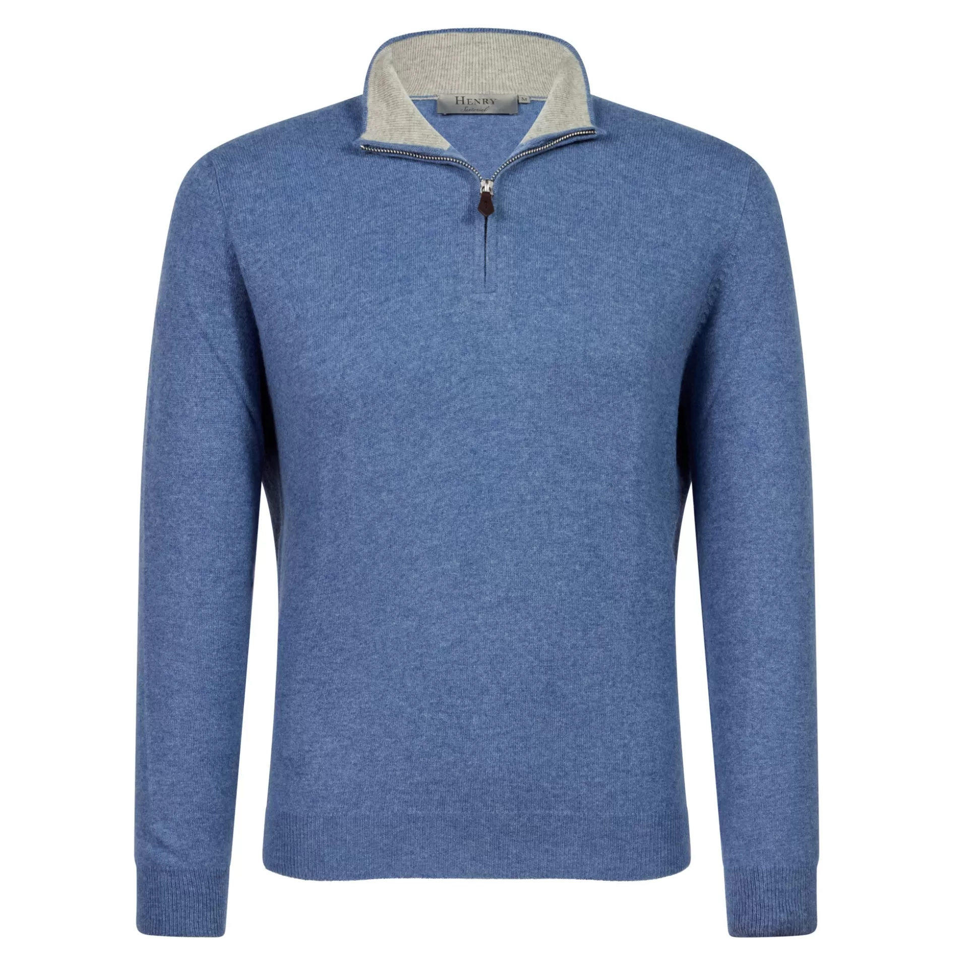 Online Henry Bucks HENRY SARTORIAL Cashmere Quarter Zip 12GG BLUE STONE