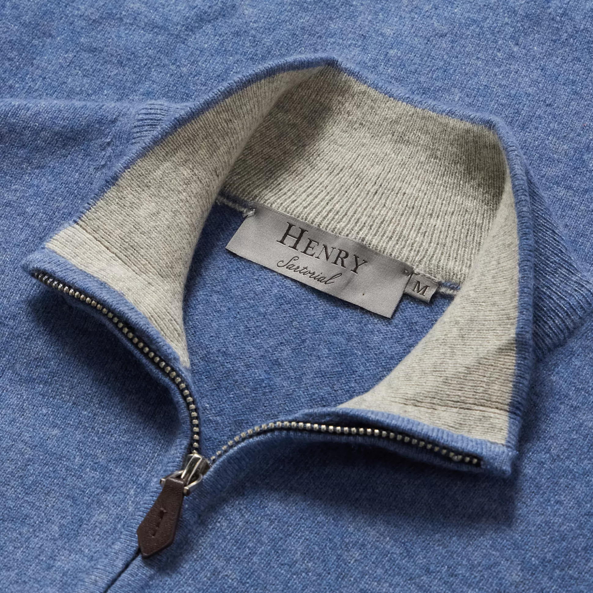 Online Henry Bucks HENRY SARTORIAL Cashmere Quarter Zip 12GG BLUE STONE