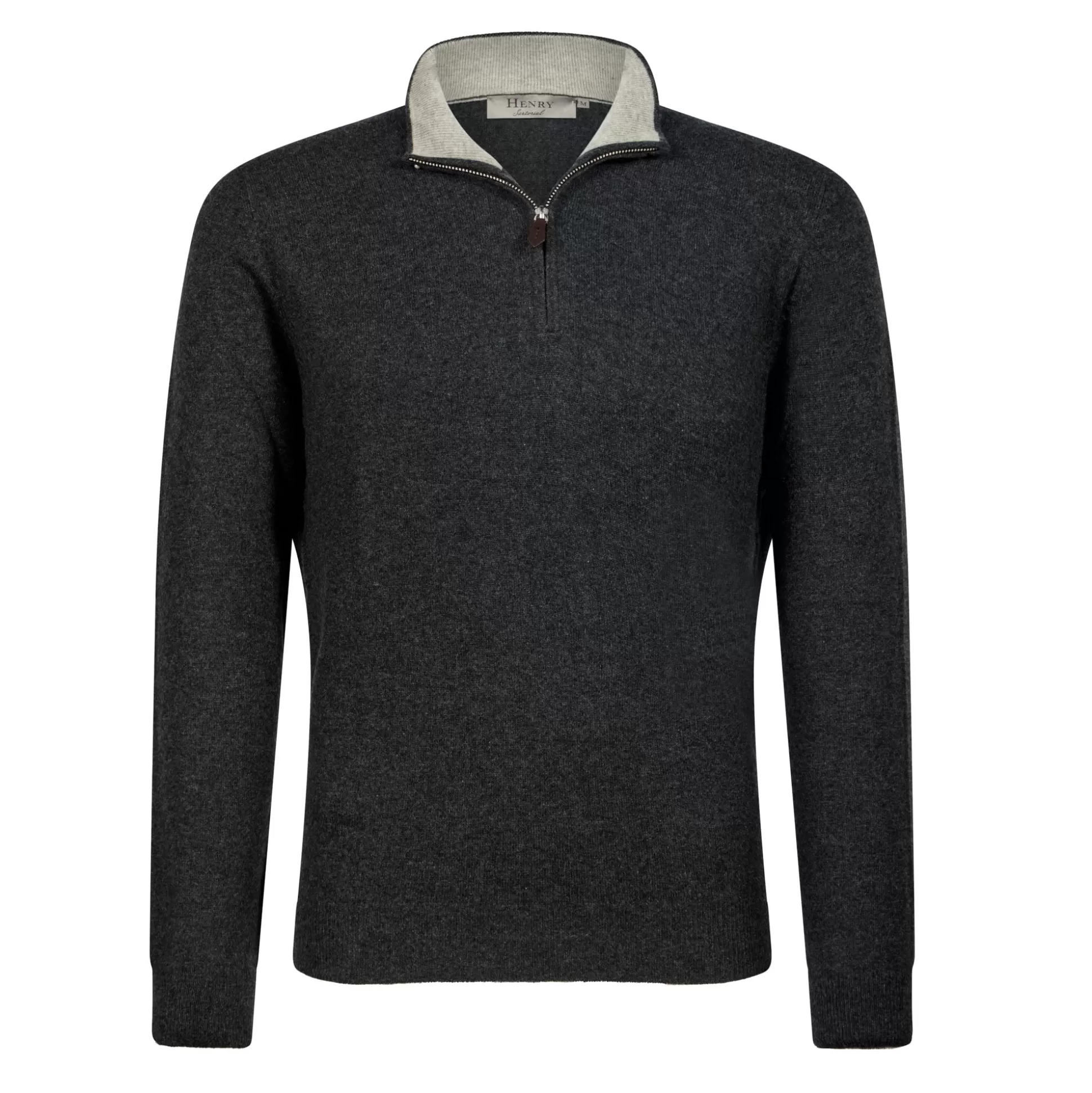 Online Henry Bucks HENRY SARTORIAL Cashmere Quarter Zip 12GG CHARCOAL