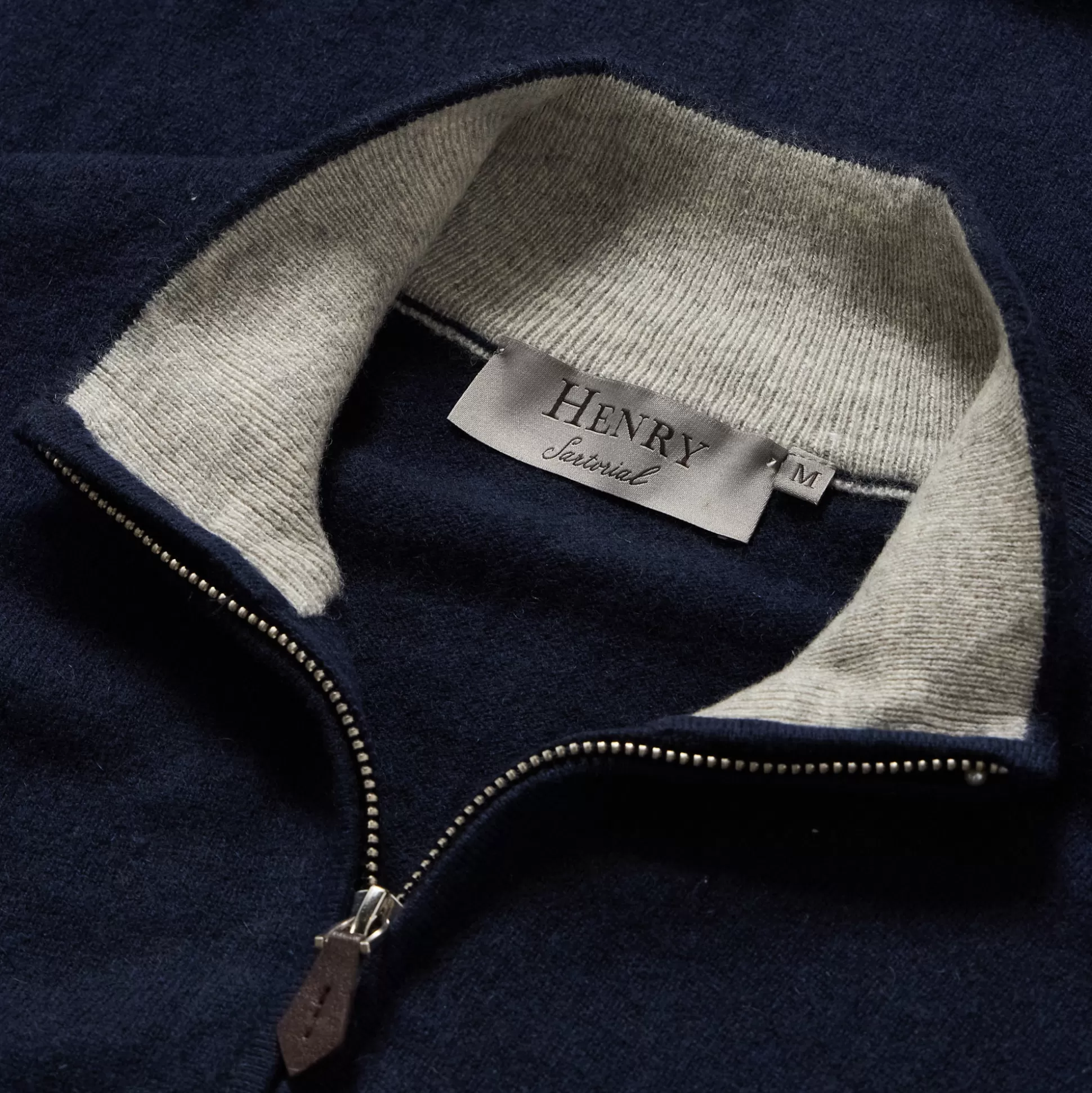 Store Henry Bucks HENRY SARTORIAL Cashmere Quarter Zip 12GG NAVY