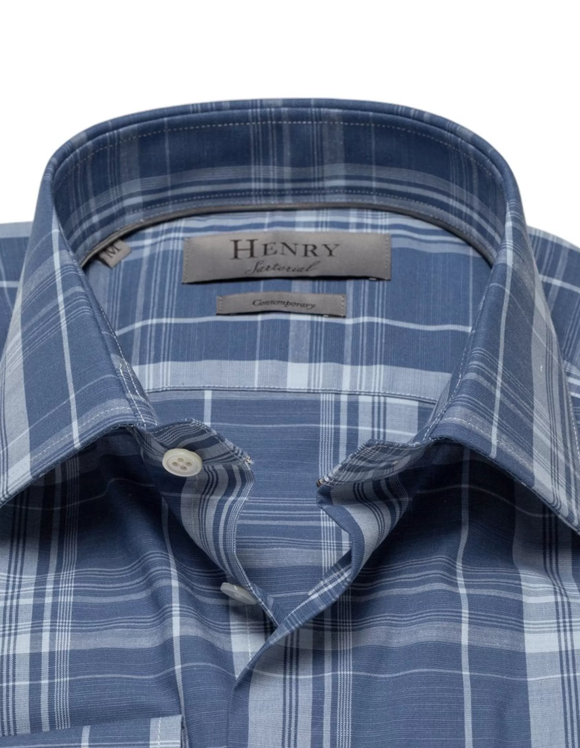 Discount Henry Bucks HENRY SARTORIAL Casual Check Shirt BLUE CHECK