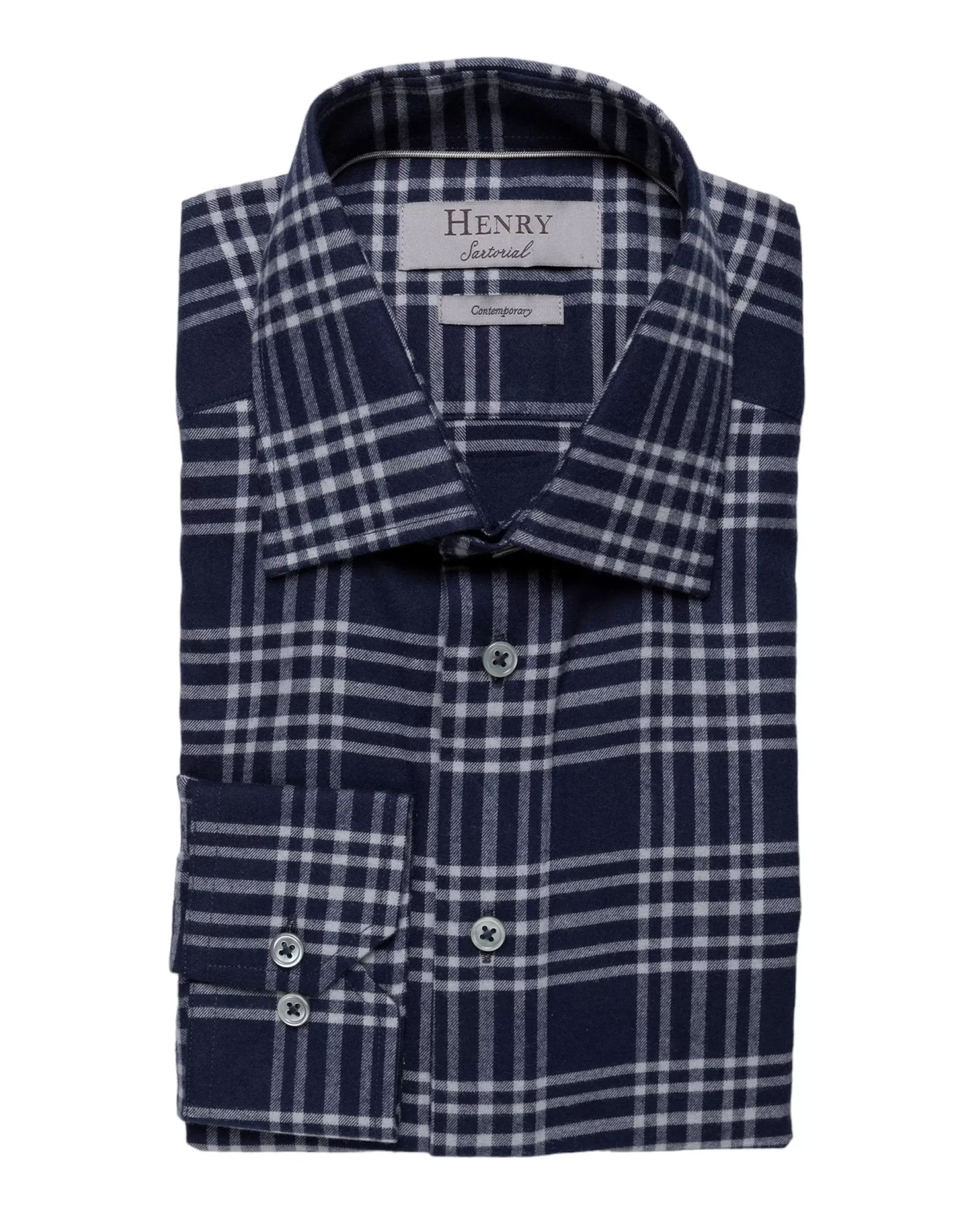 Clearance Henry Bucks HENRY SARTORIAL Casual Check Shirt NAVY MULTI