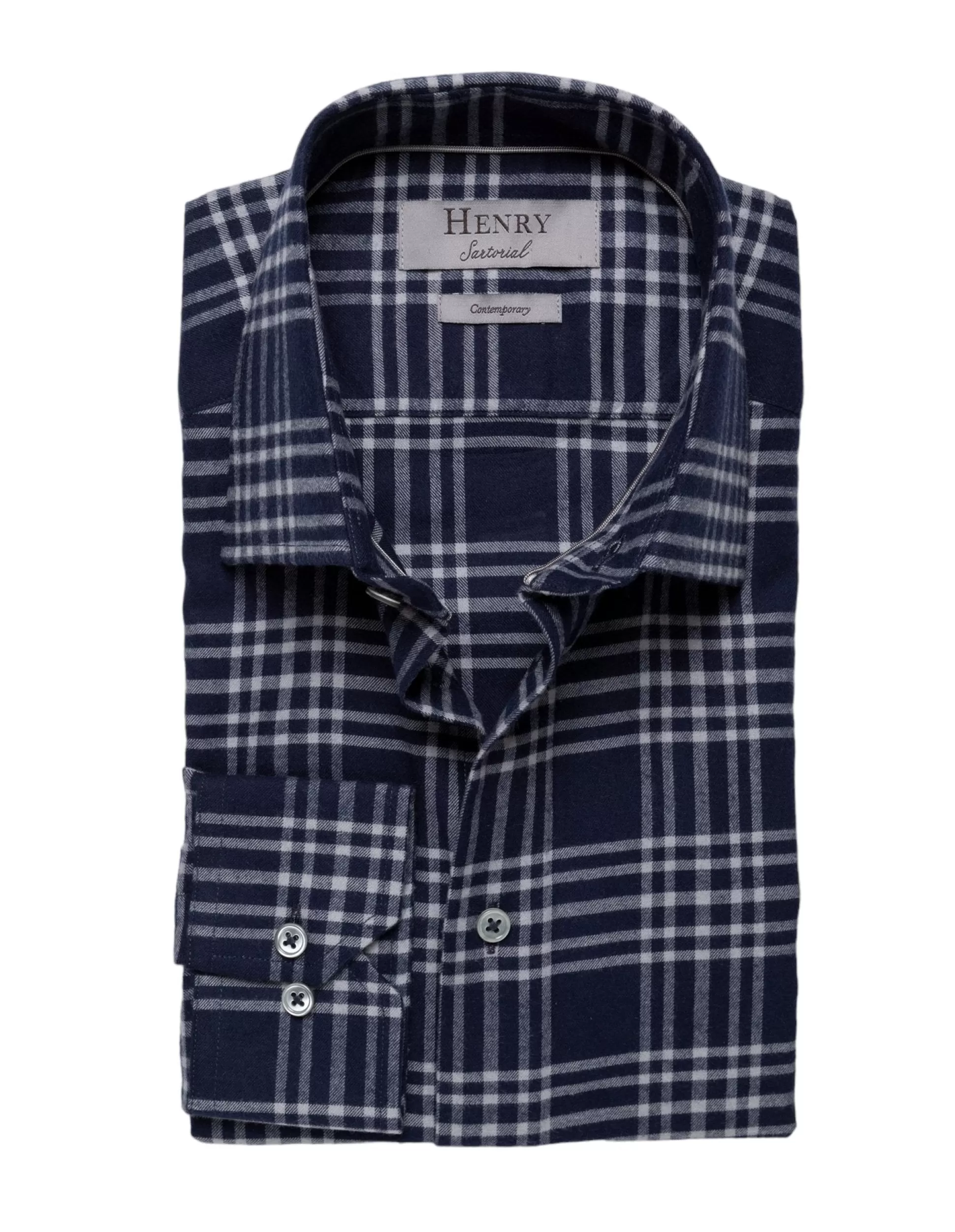 Clearance Henry Bucks HENRY SARTORIAL Casual Check Shirt NAVY MULTI