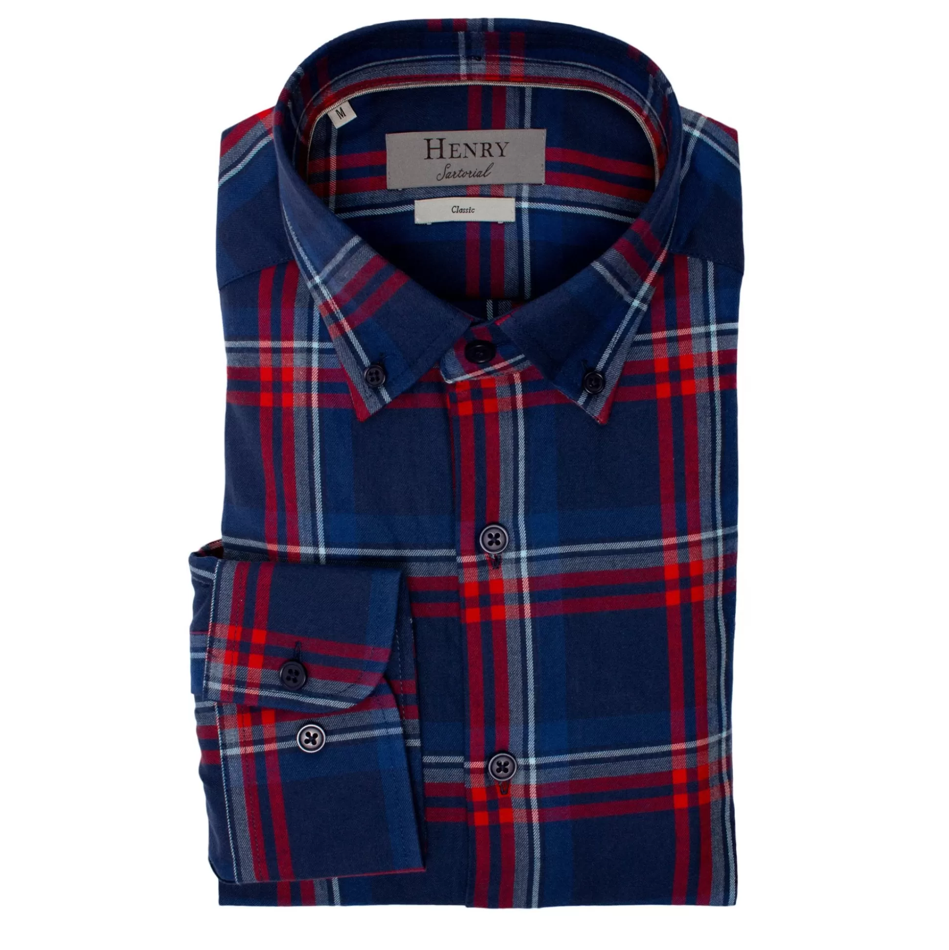 Cheap Henry Bucks HENRY SARTORIAL Casual Check Shirt NAVY/RED