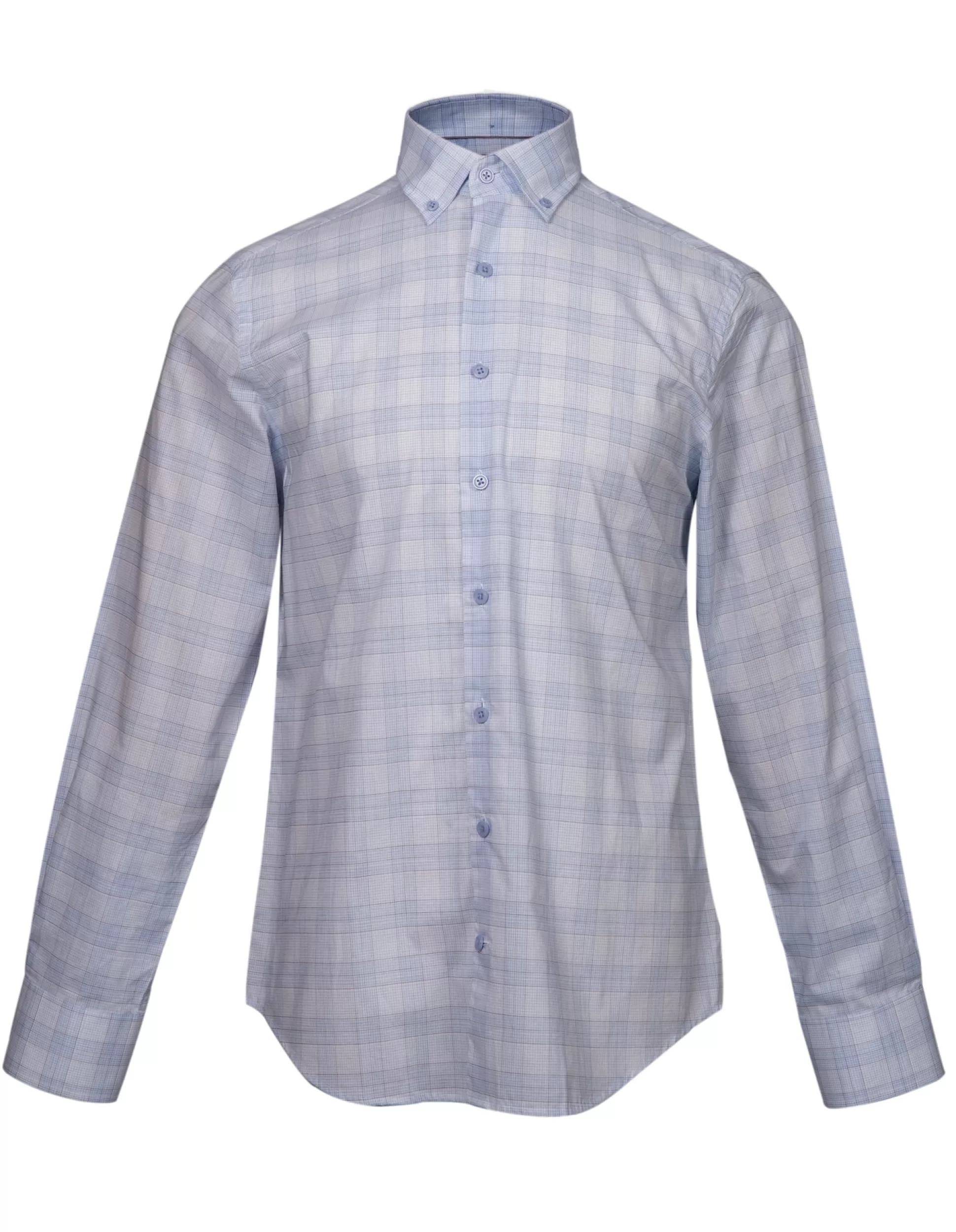 Store Henry Bucks HENRY SARTORIAL Casual Micro Check Shirt BLUE/BROWN