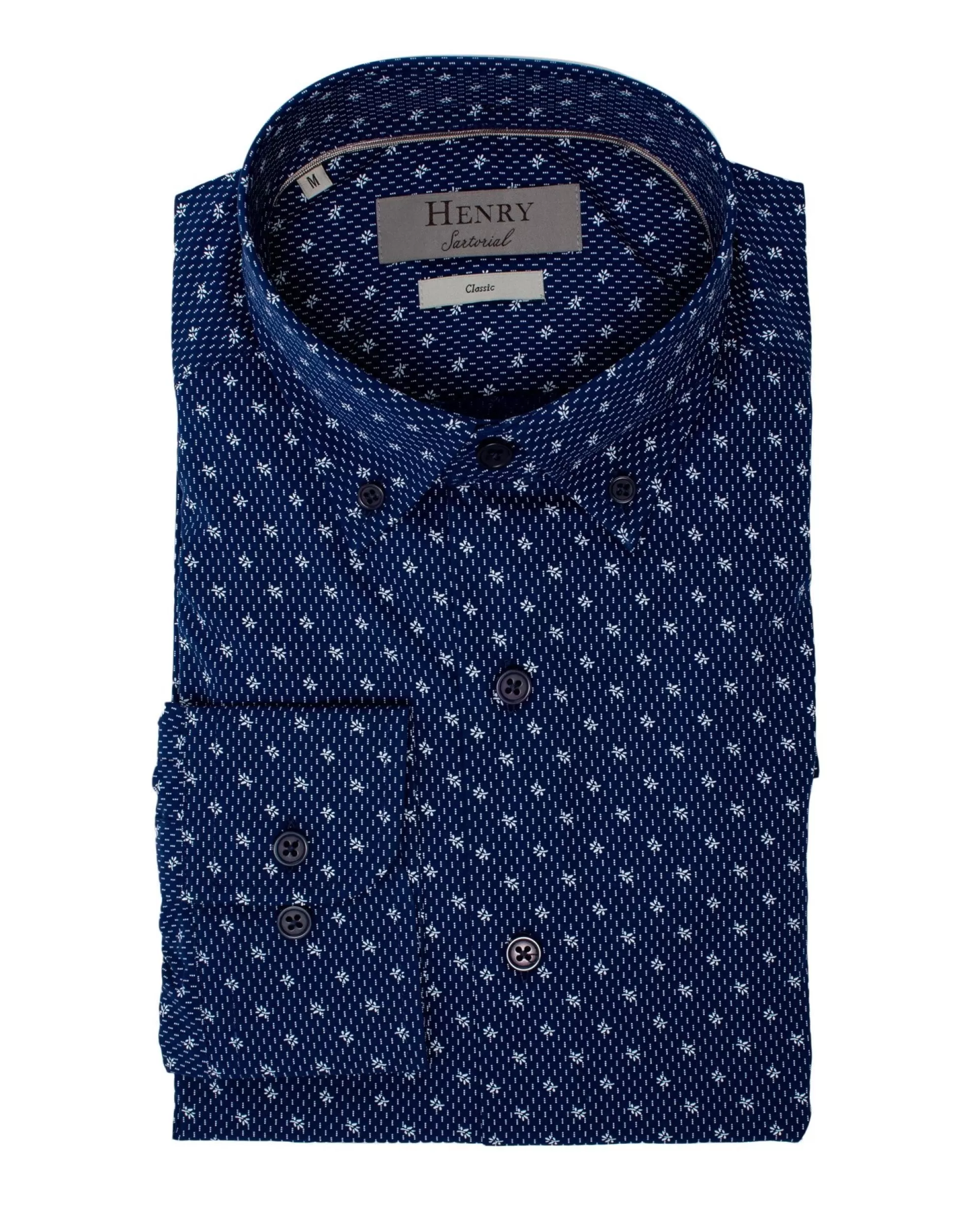 Hot Henry Bucks HENRY SARTORIAL Casual Pattern Shirt NAVY