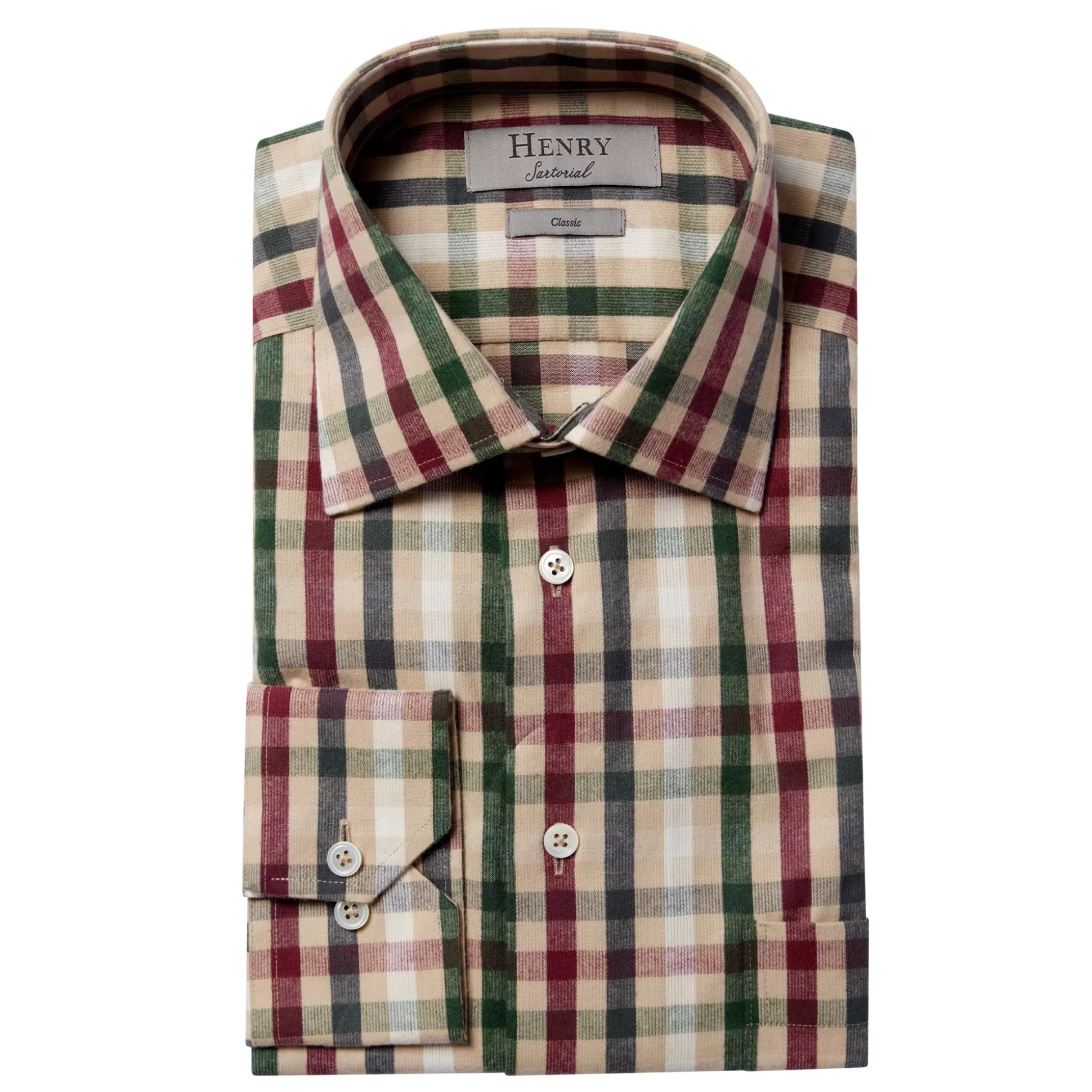 Best Henry Bucks HENRY SARTORIAL Check Casual Shirt BEIGE MULTI