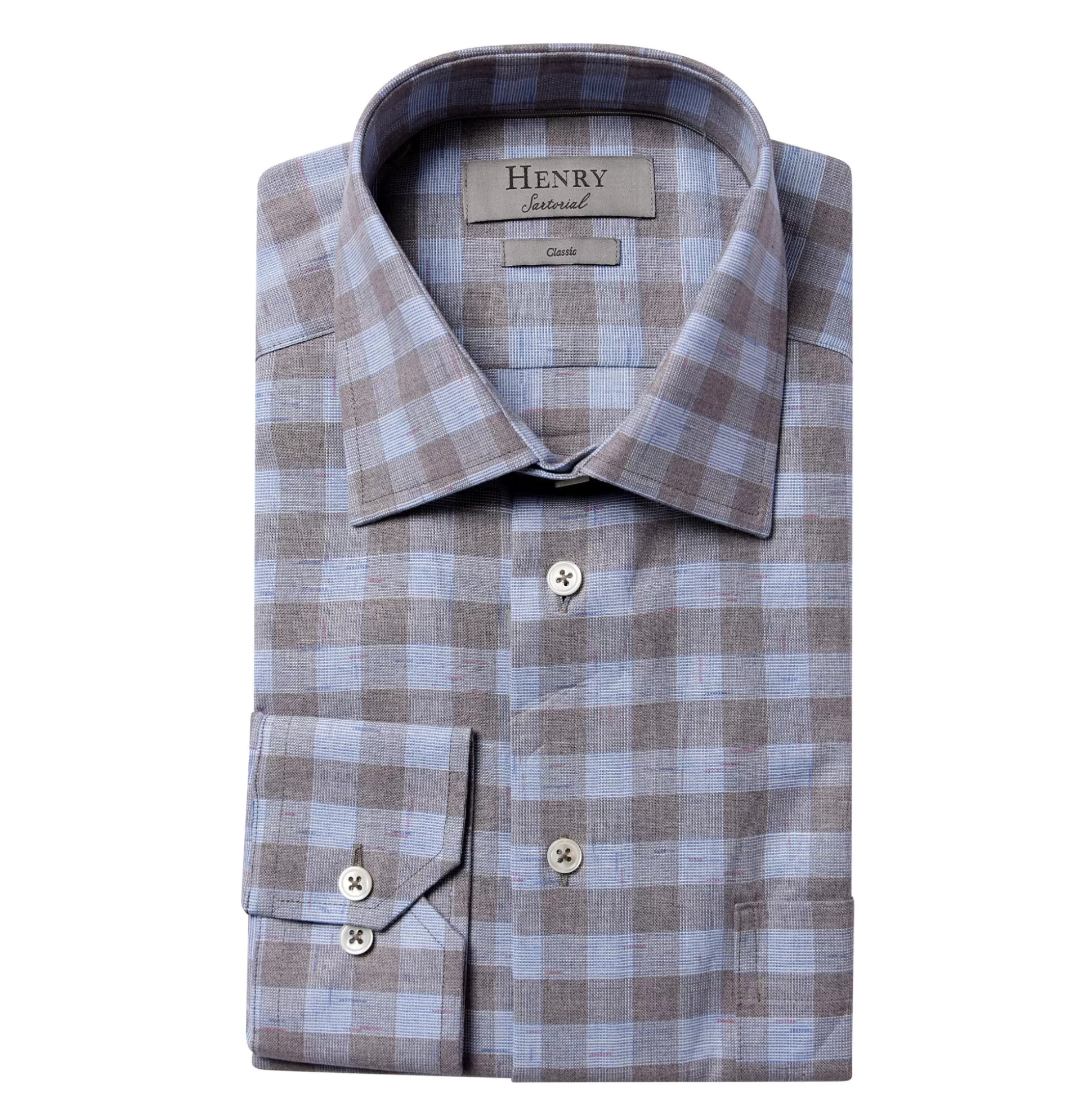 Cheap Henry Bucks HENRY SARTORIAL Check Casual Shirt GREY/BLUE