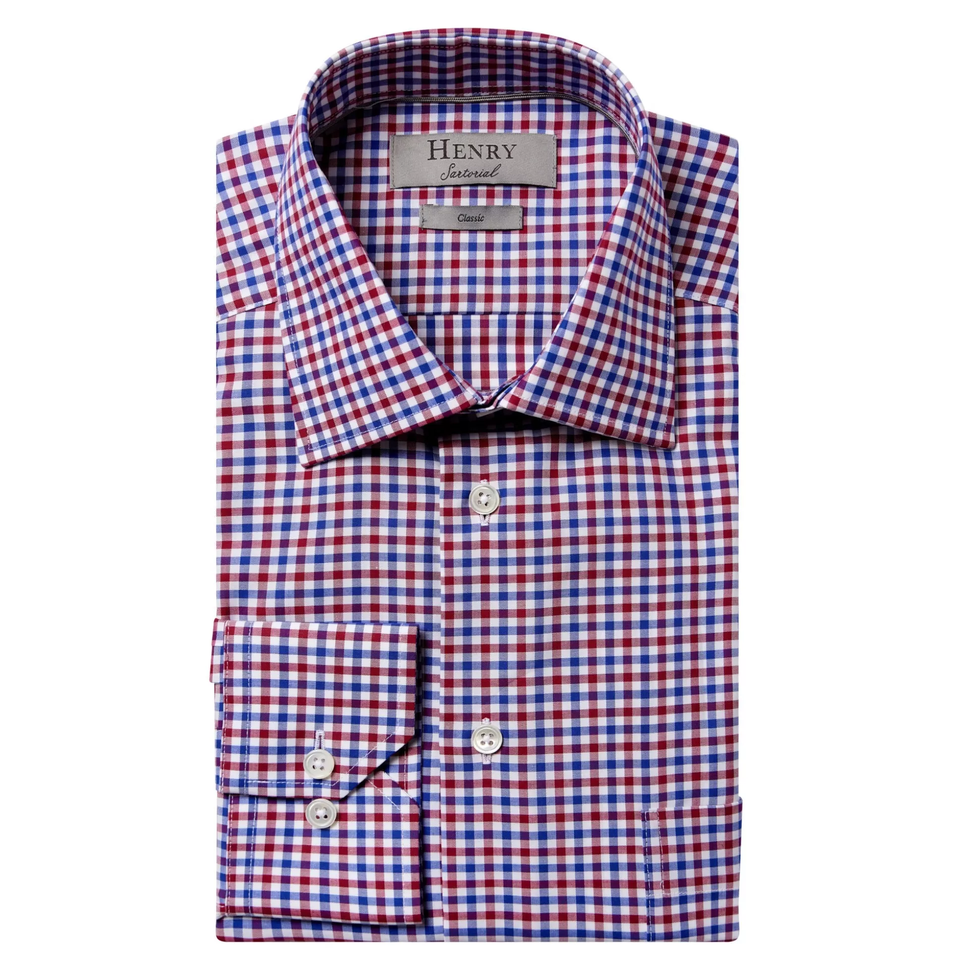 Clearance Henry Bucks HENRY SARTORIAL Check Casual Shirt RED/BLUE/WHITE