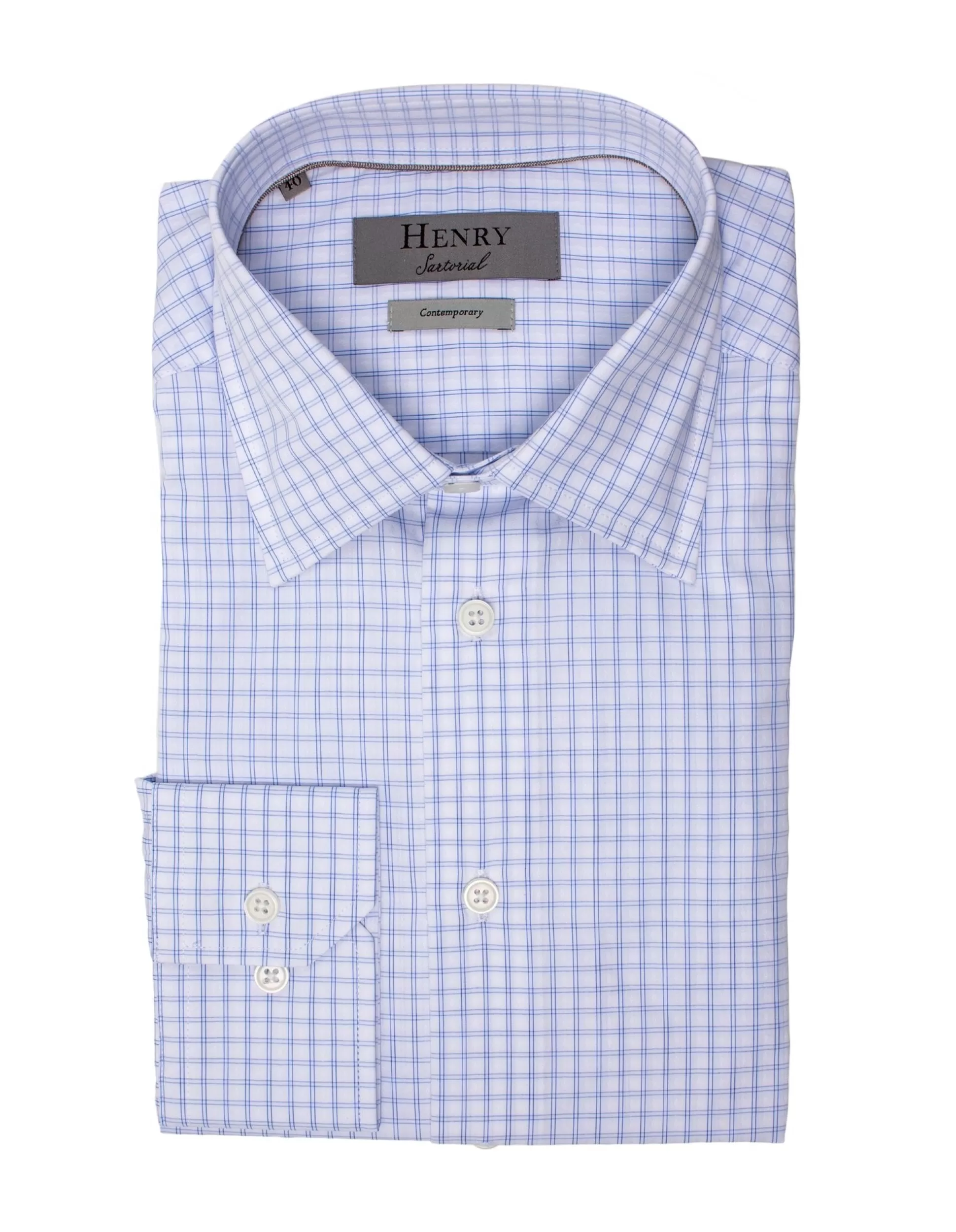 Hot Henry Bucks HENRY SARTORIAL Classic Fit Check Shirt BLUE/WHITE BLUE/WHITE SC-CLASSIC FIT