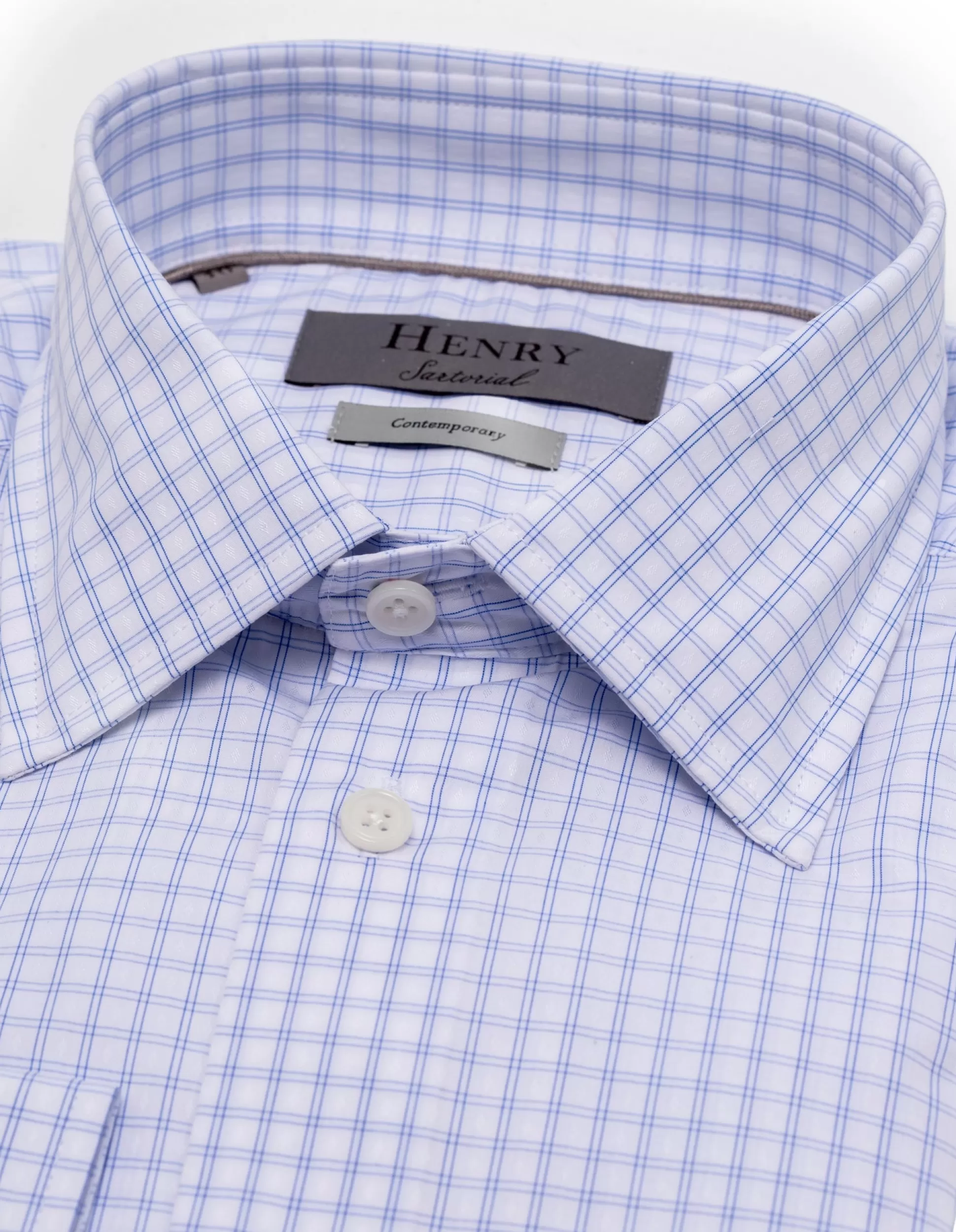 Hot Henry Bucks HENRY SARTORIAL Classic Fit Check Shirt BLUE/WHITE BLUE/WHITE SC-CLASSIC FIT