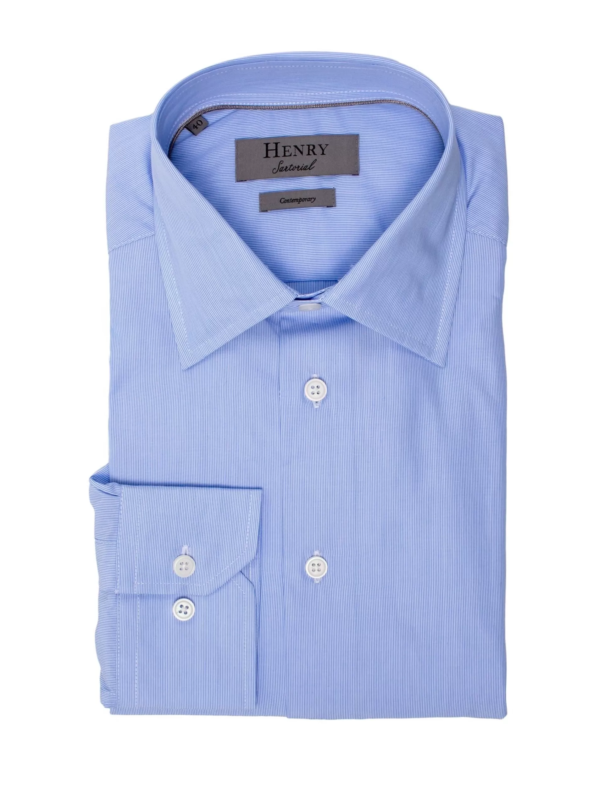 Cheap Henry Bucks HENRY SARTORIAL Classic Fit Fine Stripe Shirt BLUE BLUE SC-CLASSIC FIT