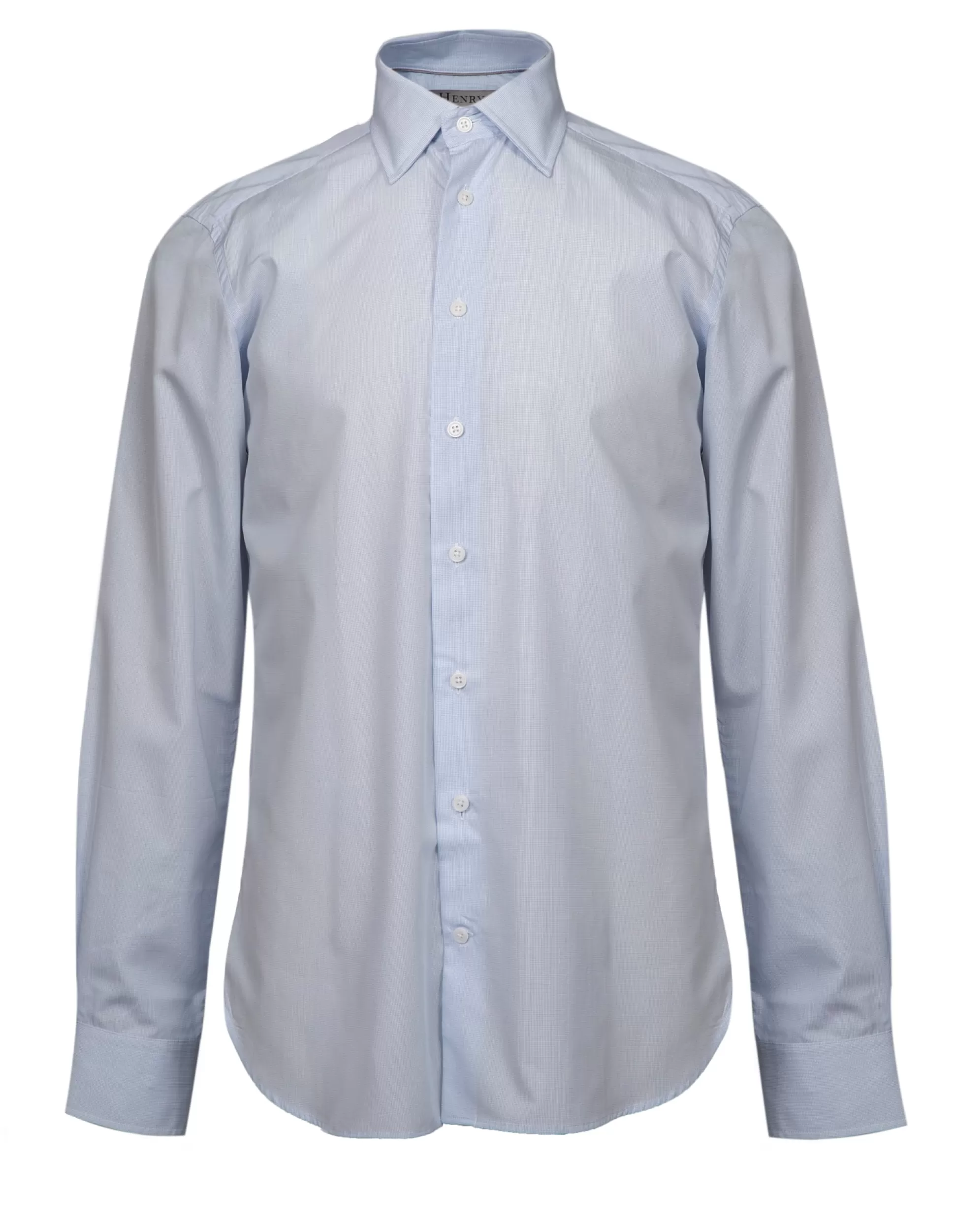 Clearance Henry Bucks HENRY SARTORIAL Classic Fit Micro Check Shirt BLUE BLUE SC-CLASSIC FIT